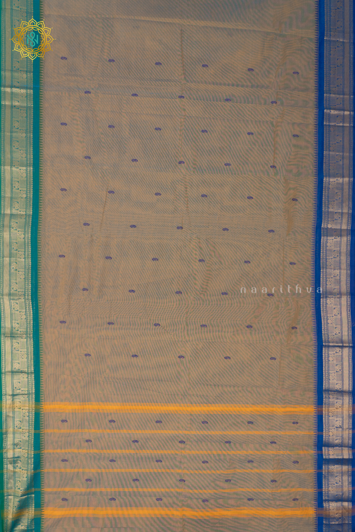 DUAL SHADE OF GREY WITH CYAN GREEN & BLUE - CHETTINAD COTTON