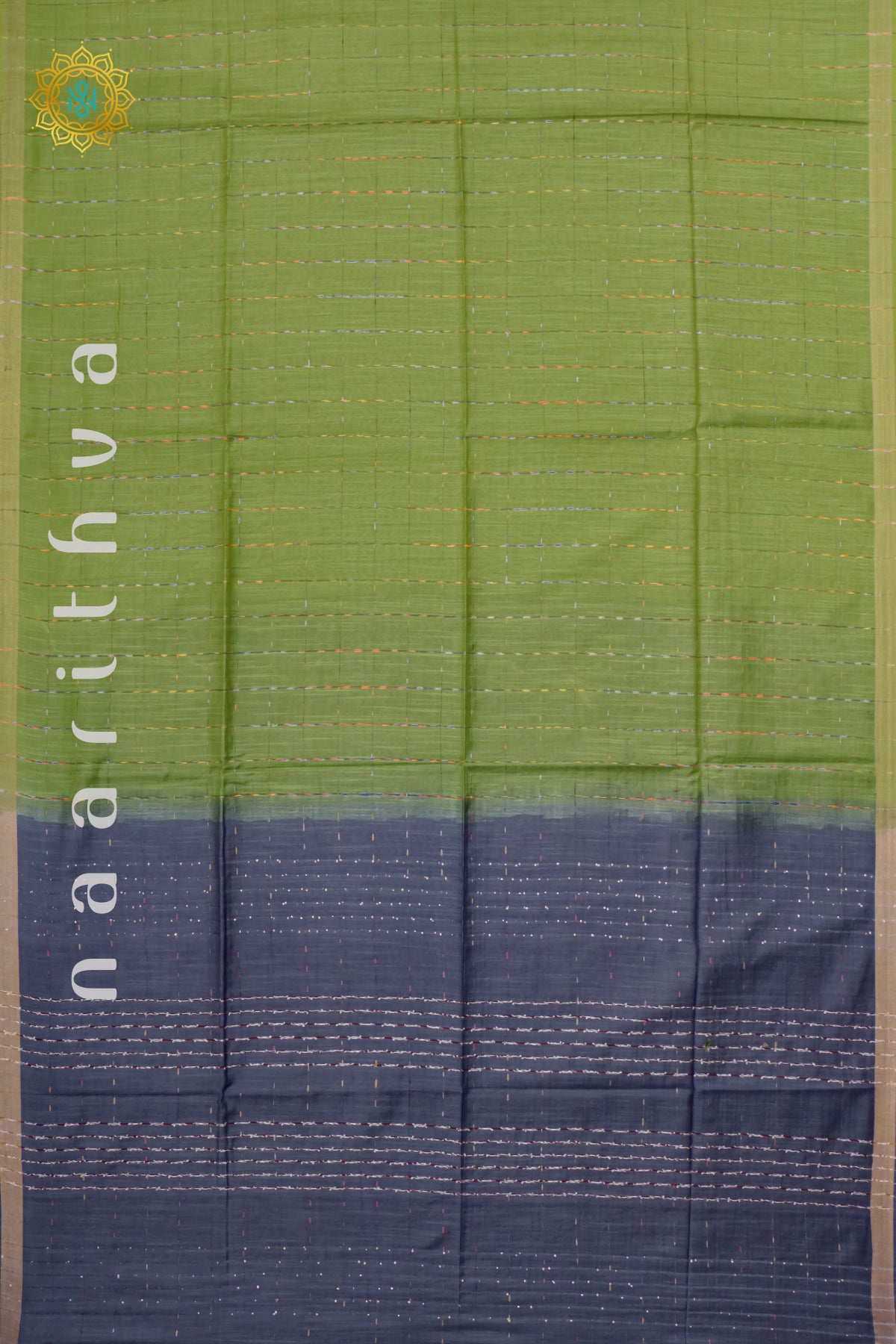 GREEN WITH GREY - SLUB COTTON