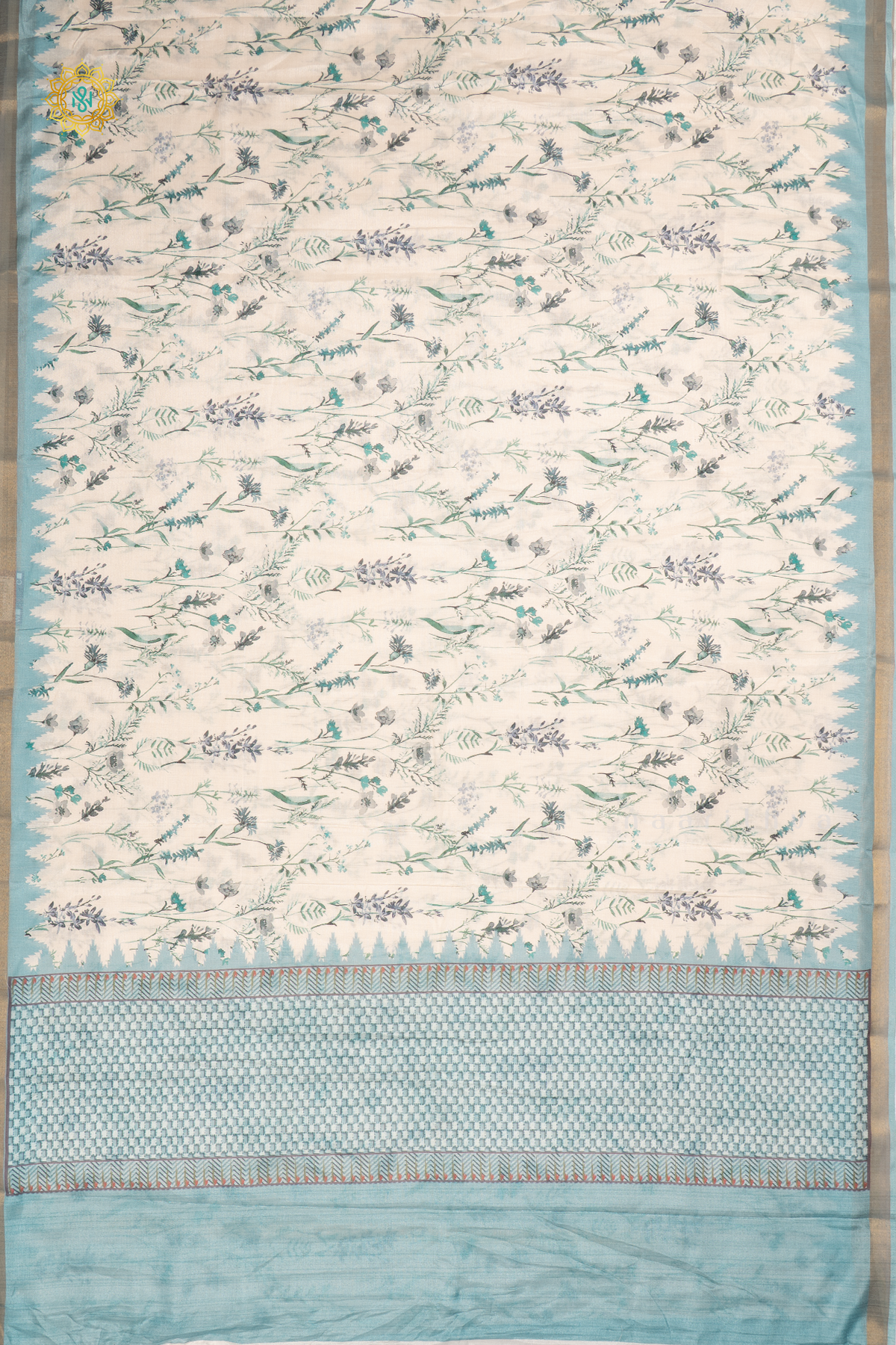 OFF WHITE WITH BLUE - SOFT TUSSAR