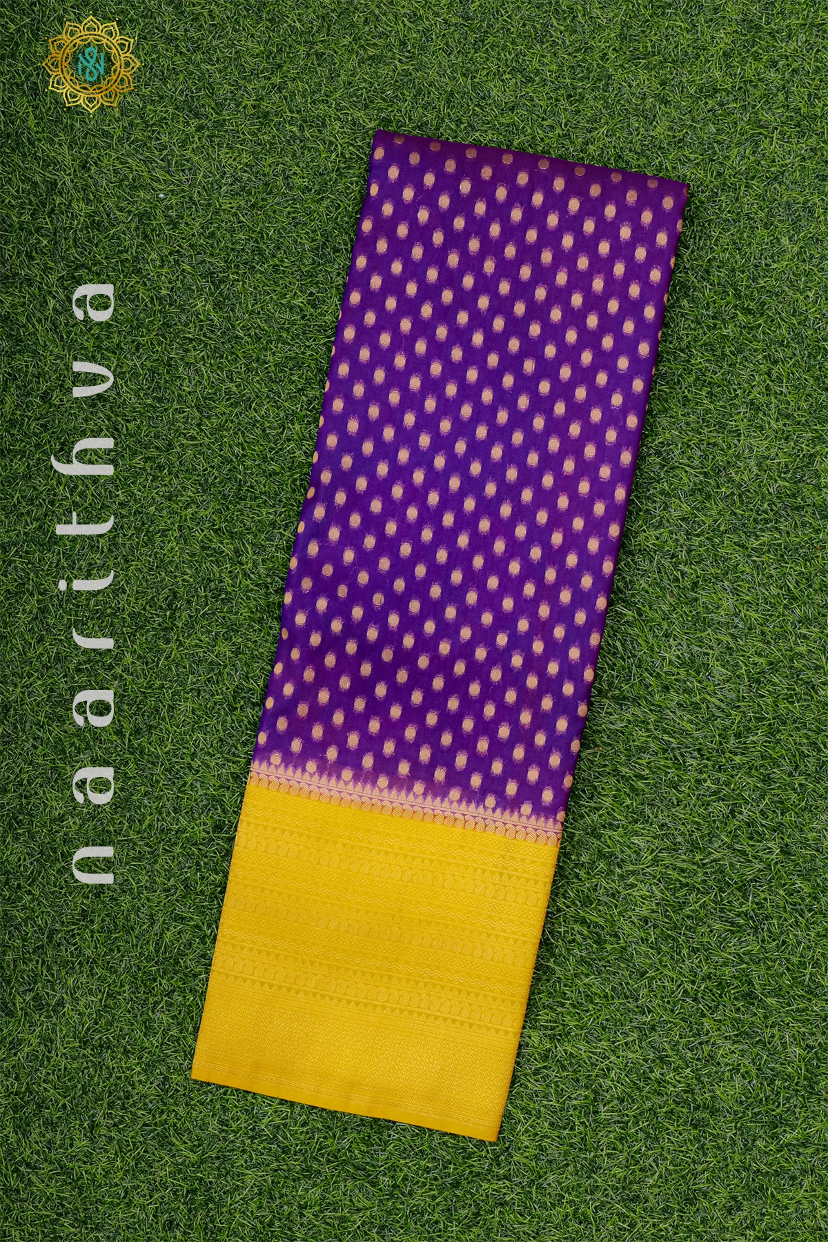 PURPLE WITH YELLOW - SEMI CREPE GEORGETTE