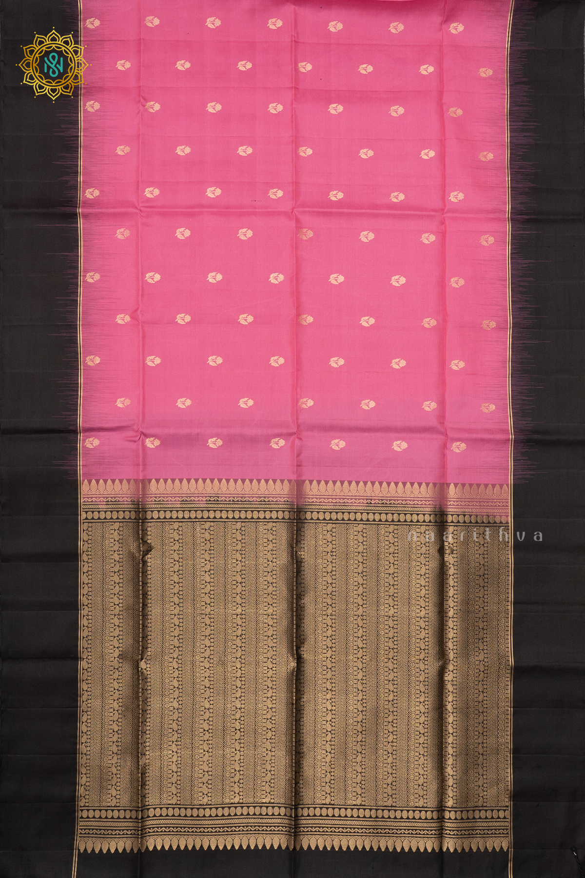 LIGHT PINK WITH BLACK - PURE KANJIVARAM SOFT SILK