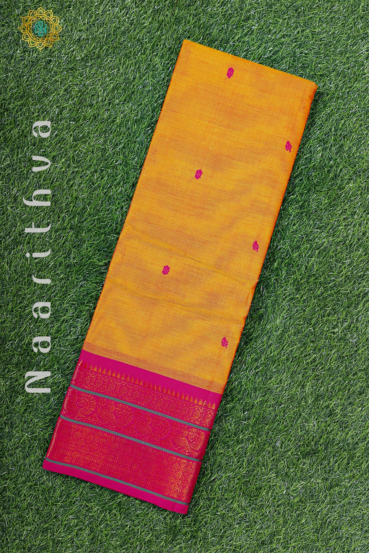 YELLOW WITH PINK - CHETTINAD COTTON