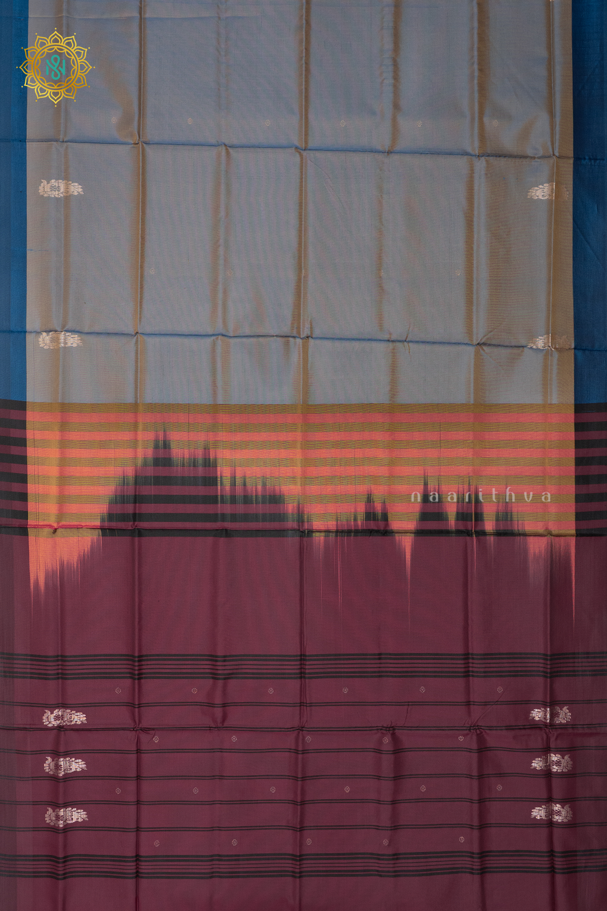 DUAL SHADE OF BLUE WITH MAROON - BANANA PITH