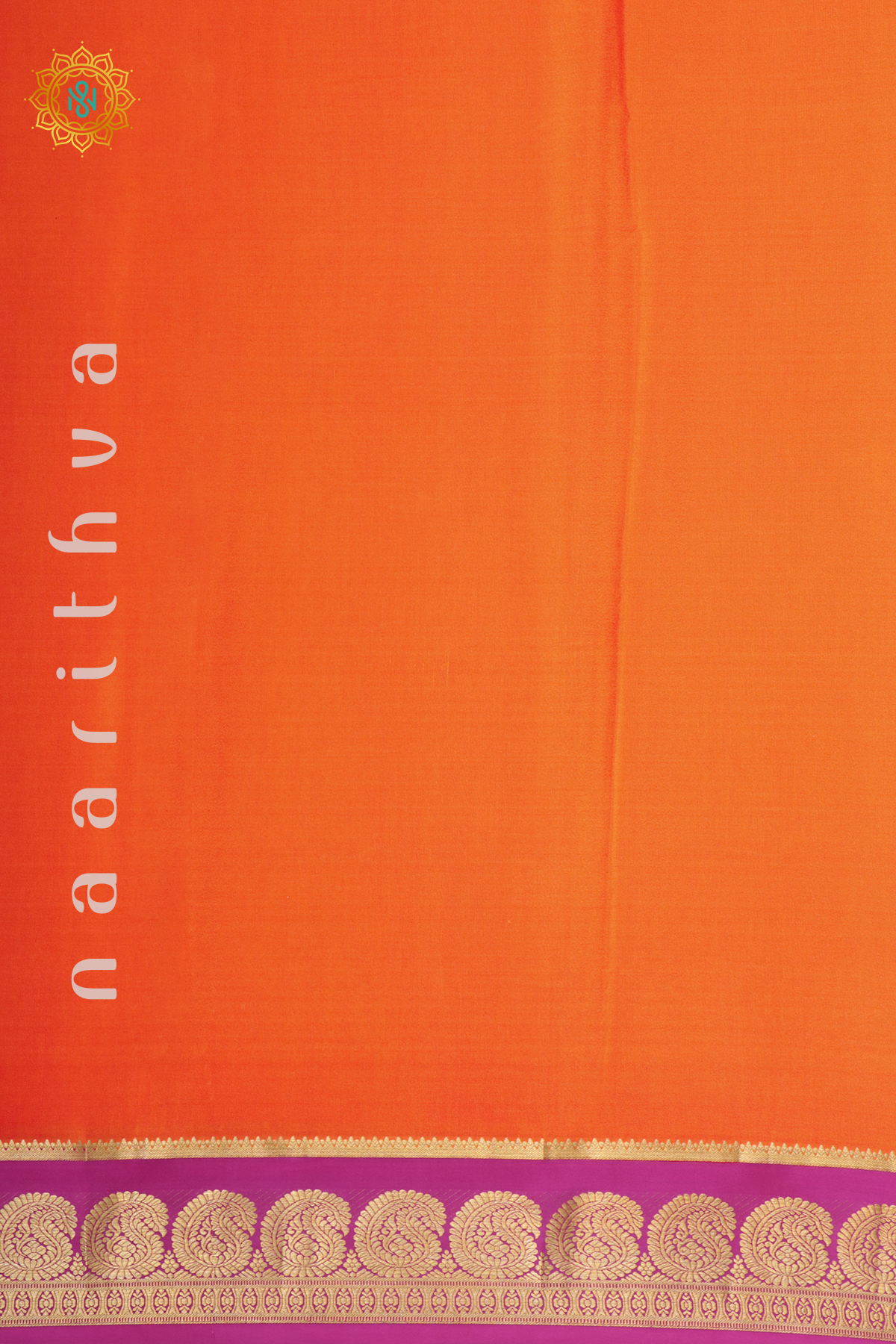 ORANGE WITH PINK - PURE MYSORE CREPE SILK