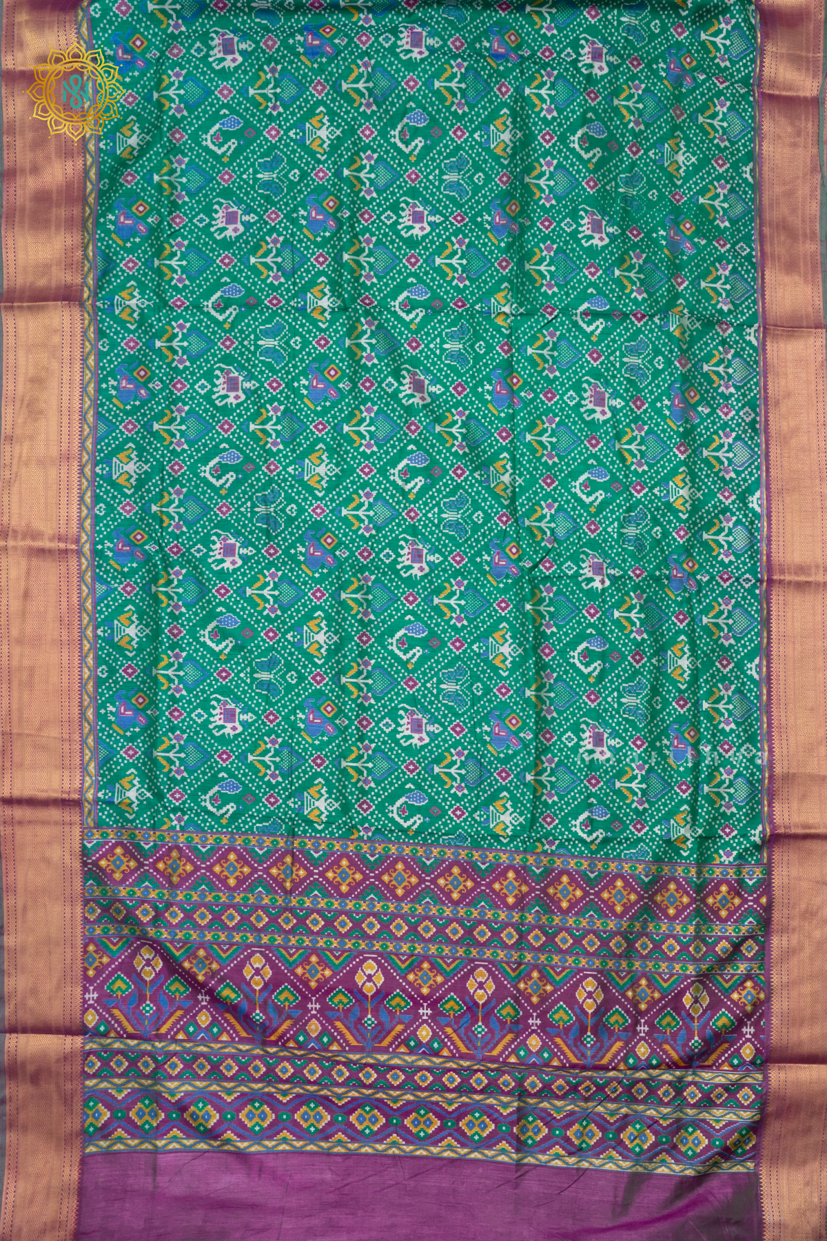 GREEN WITH WINE - SEMI PATOLA SILK