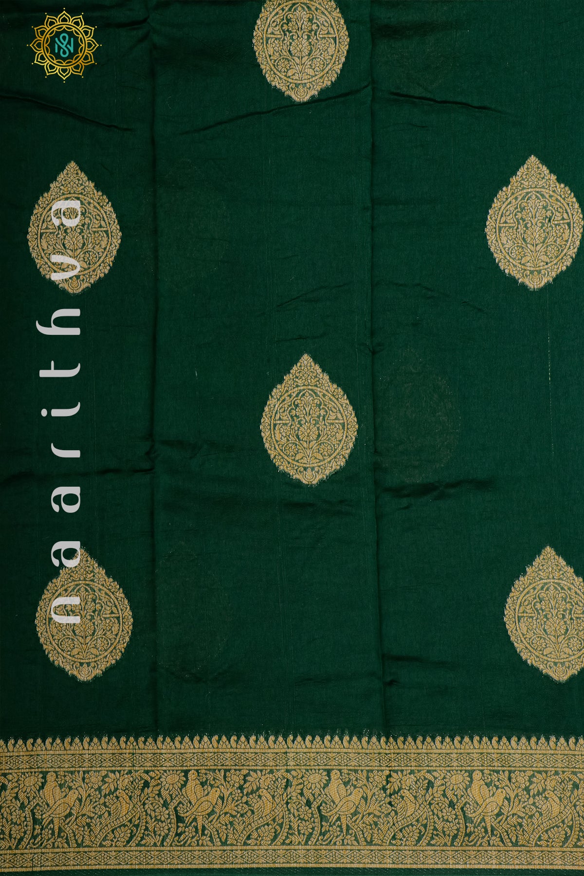 BOTTLE GREEN - SEMI RAW SILK