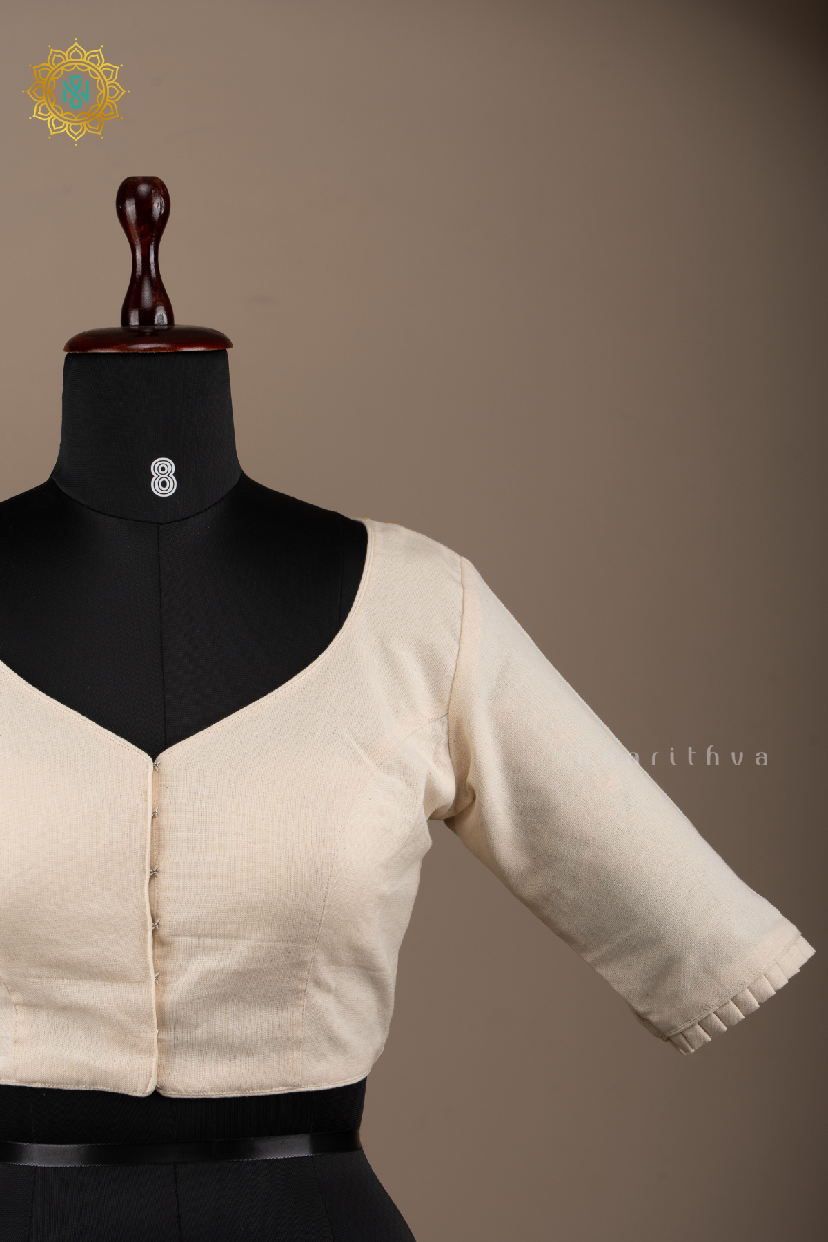 OFF WHITE - LINEN READY MADE BLOUSE WITH HAND EMBROIDERY