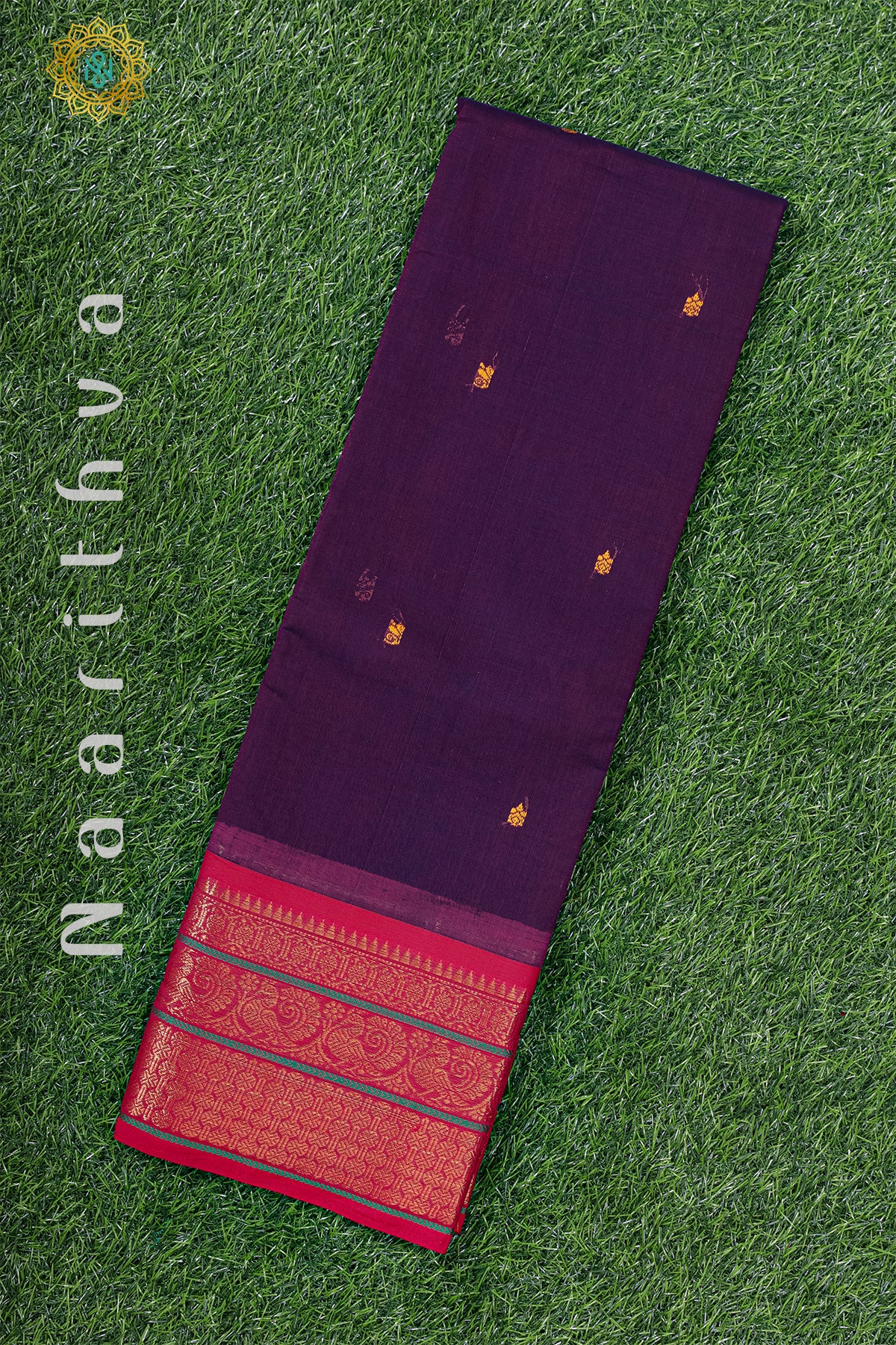 PURPLE WITH RED - CHETTINAD COTTON