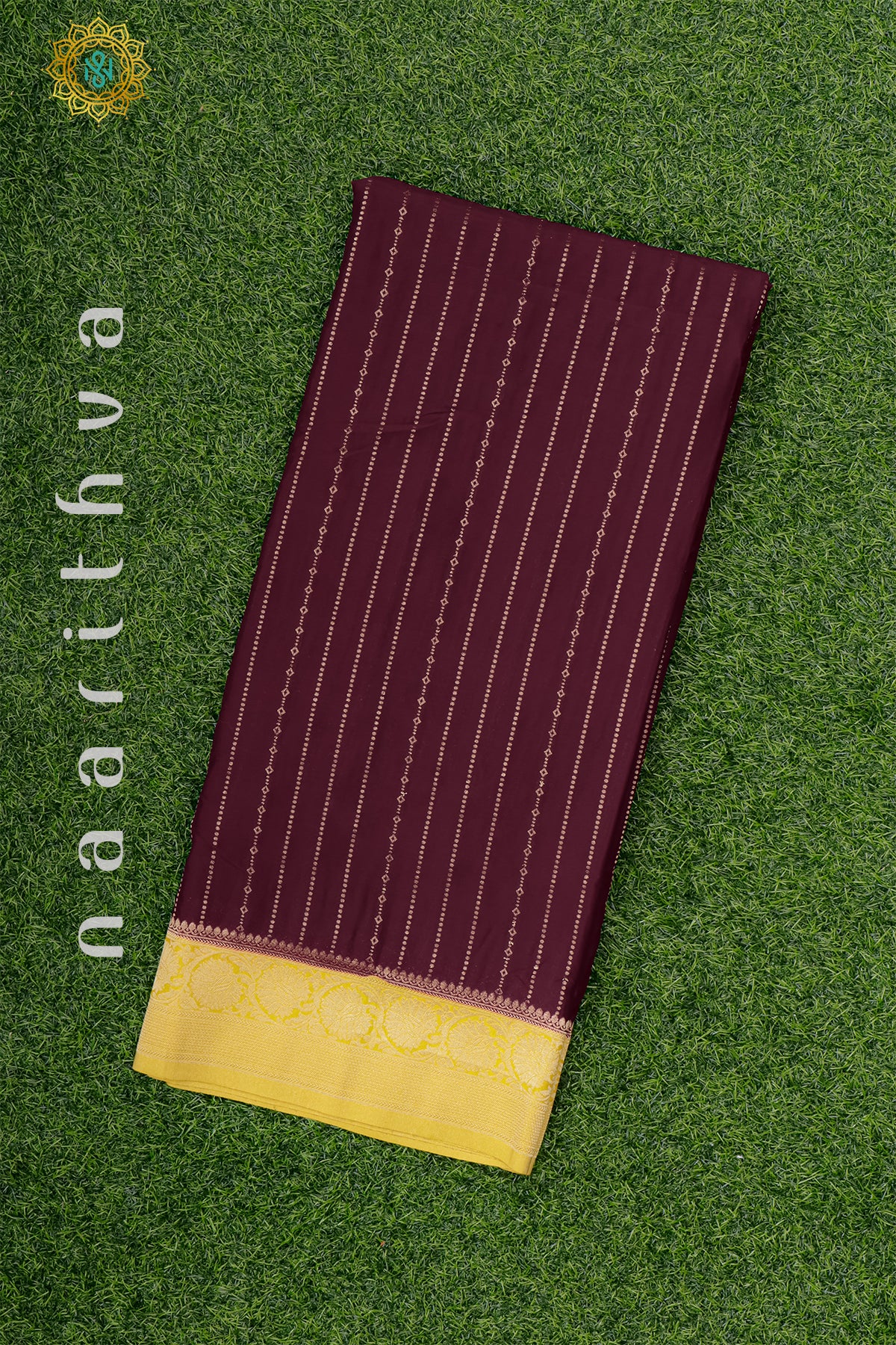 MAROON WITH YELLOW - SEMI MYSORE CREPE SILK