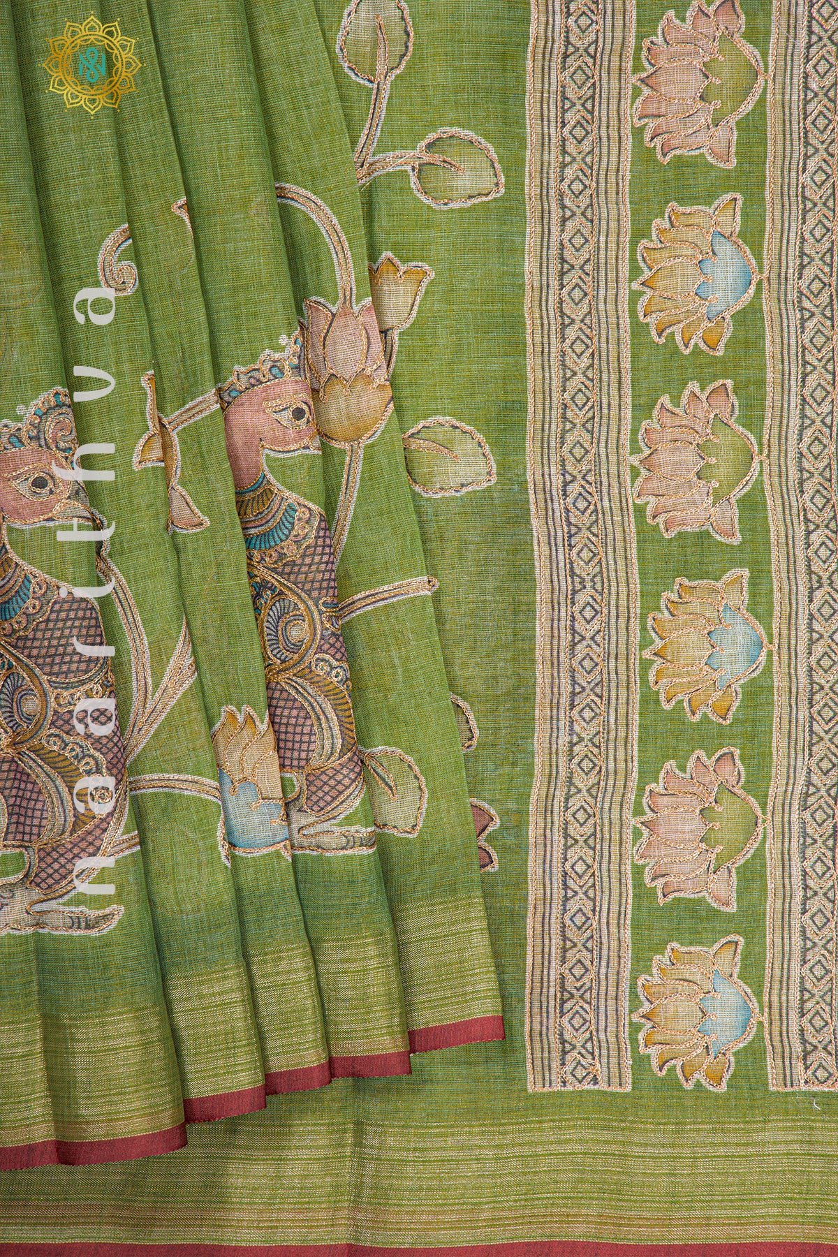 GREEN - KALAMKARI LINEN TISSUE