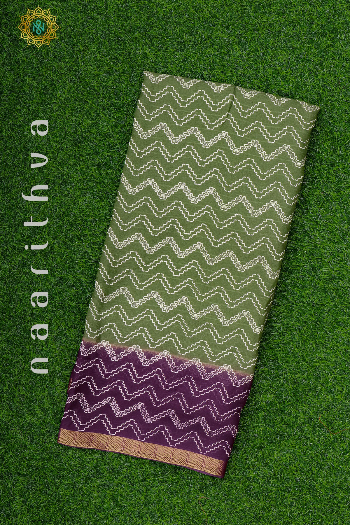 SAGE GREEN WITH PURPLE - SEMI GEORGETTE