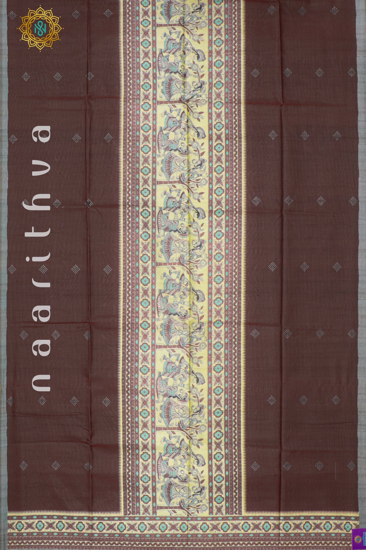 BROWN WITH GREY - SEMI TUSSAR SILK