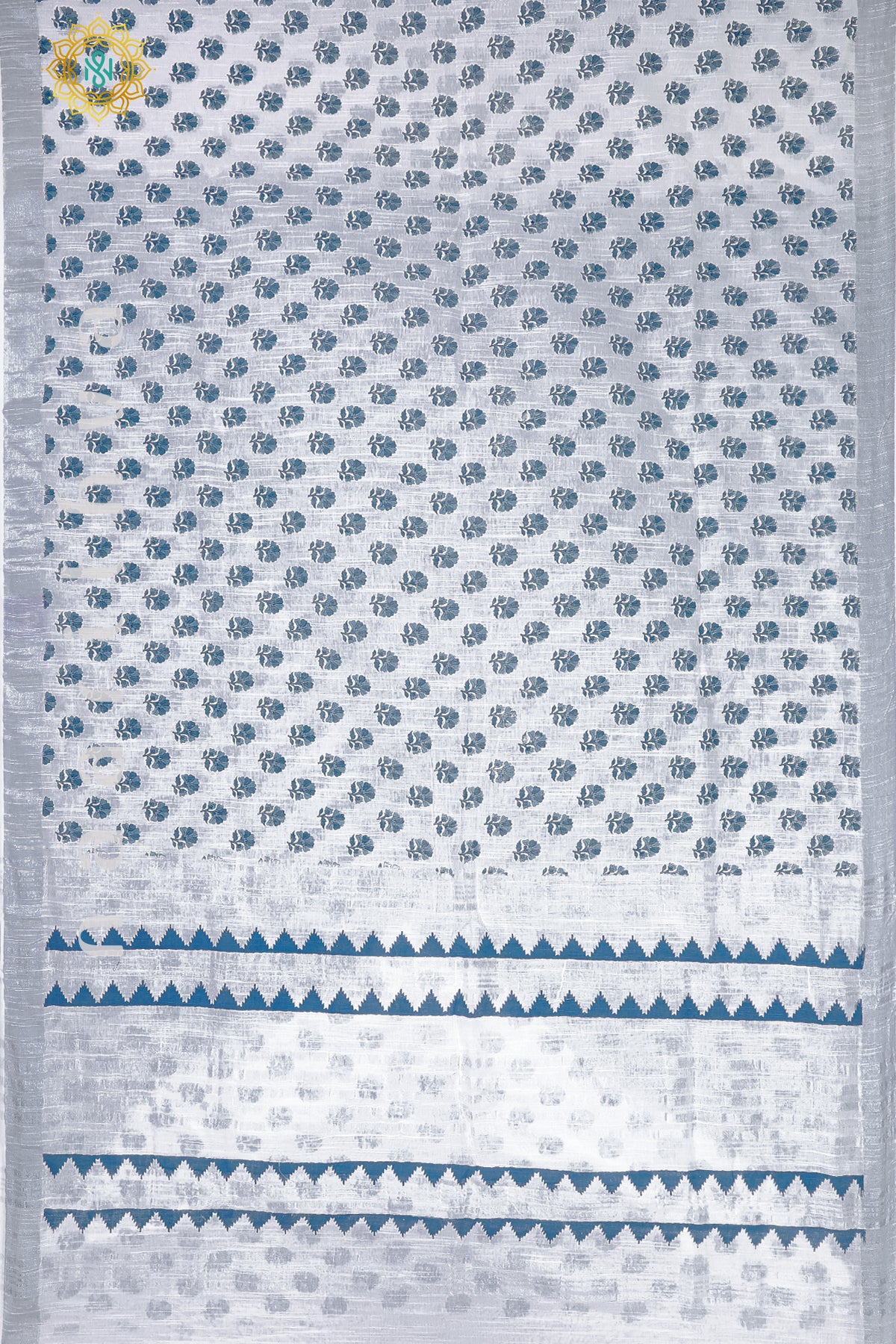 WHITE WITH BLUE - LINEN BY COTTON