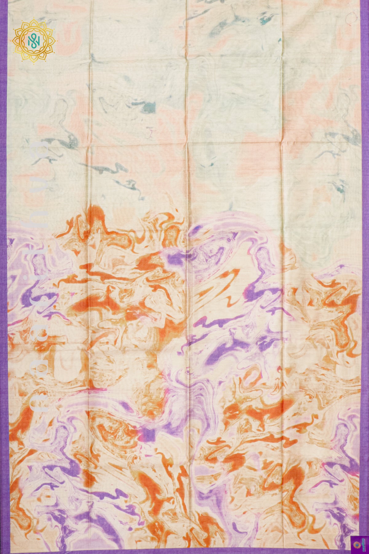 OFF WHITE WITH LAVENDER - SEMI TUSSAR SILK