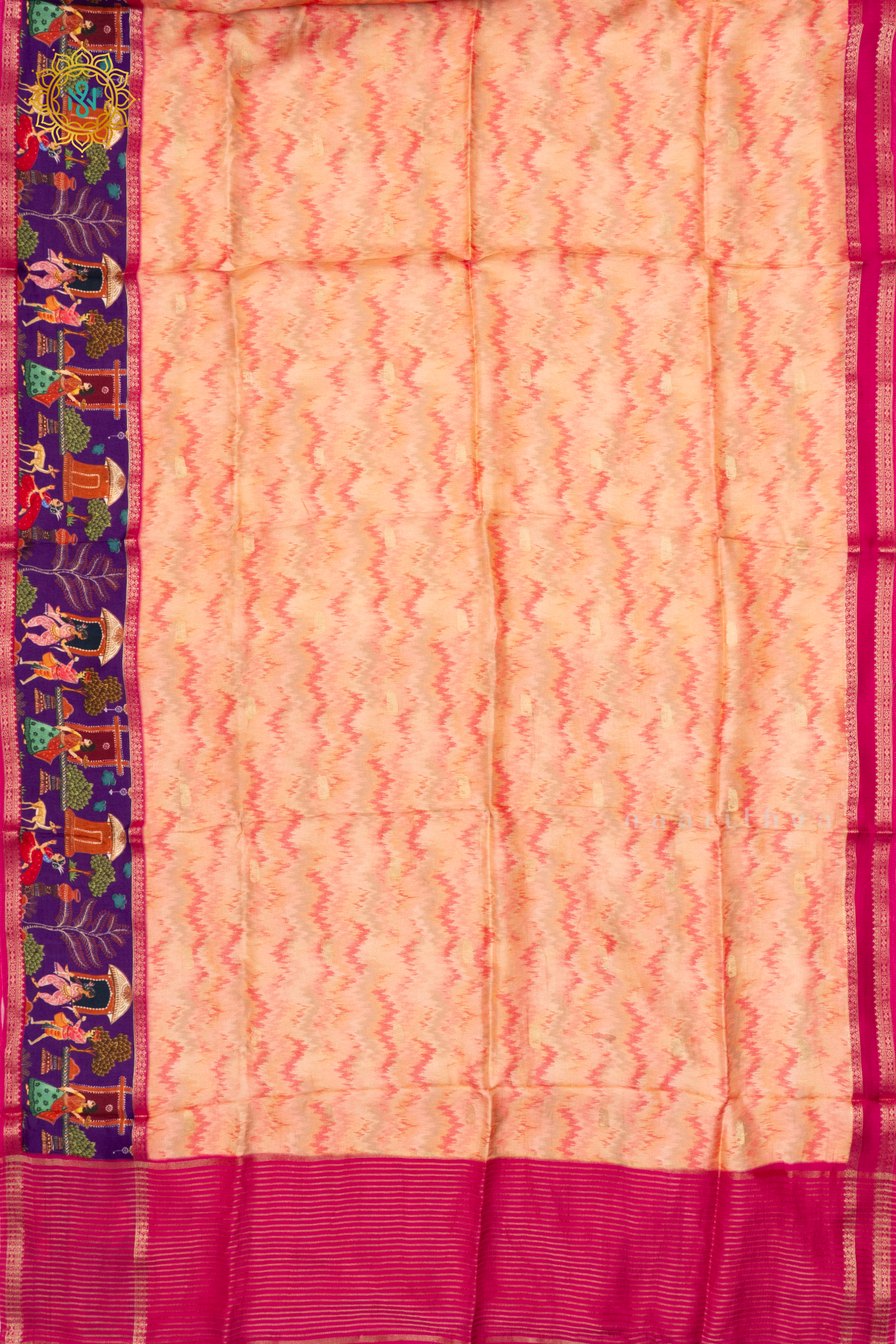 PEACH WITH PINK - SEMI CREPE SILK