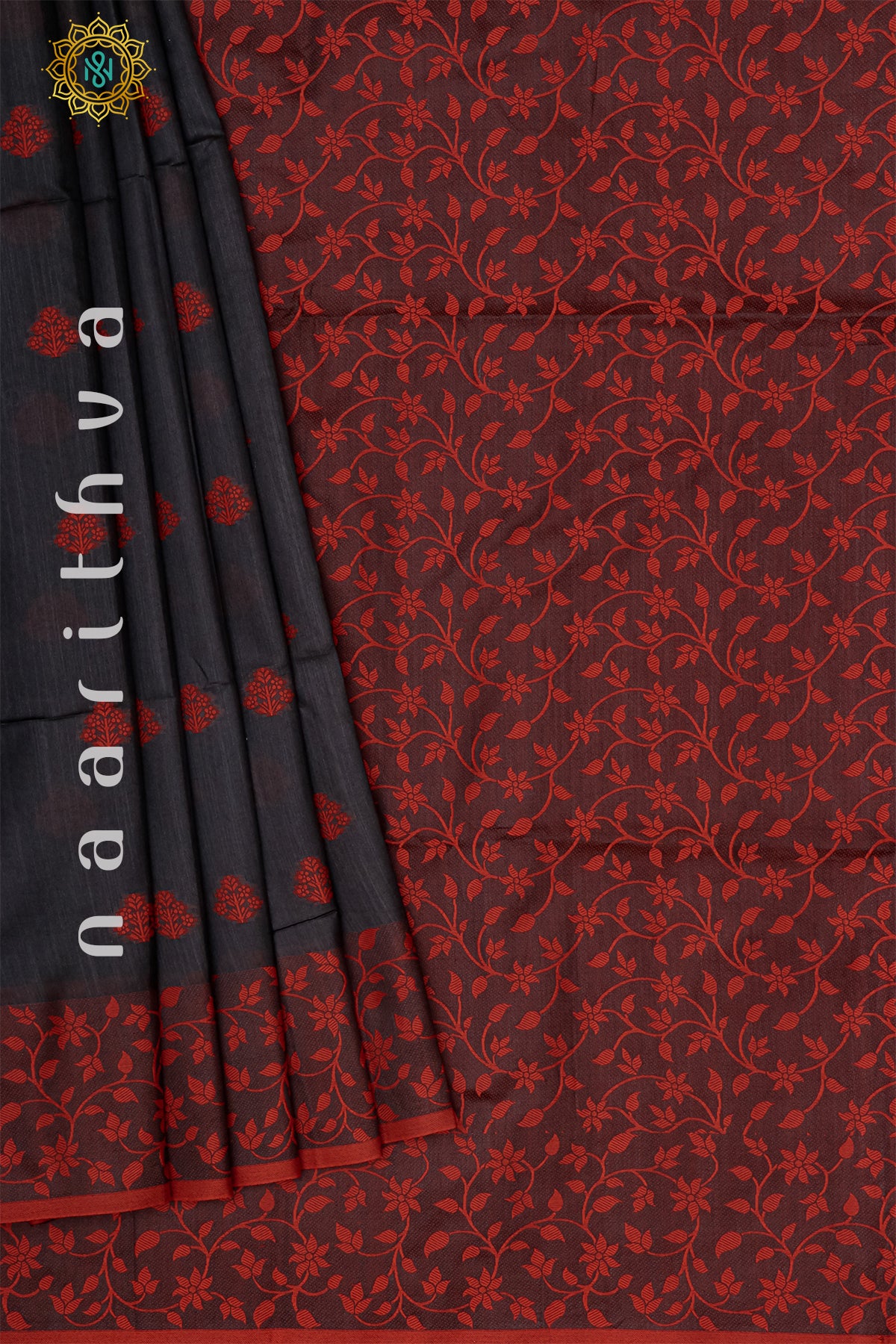 BLACK WITH RED - POLY COTTON