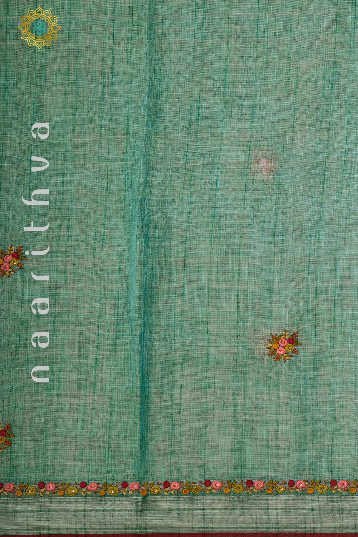 AQUA GREEN WITH RED - LINEN TISSUE