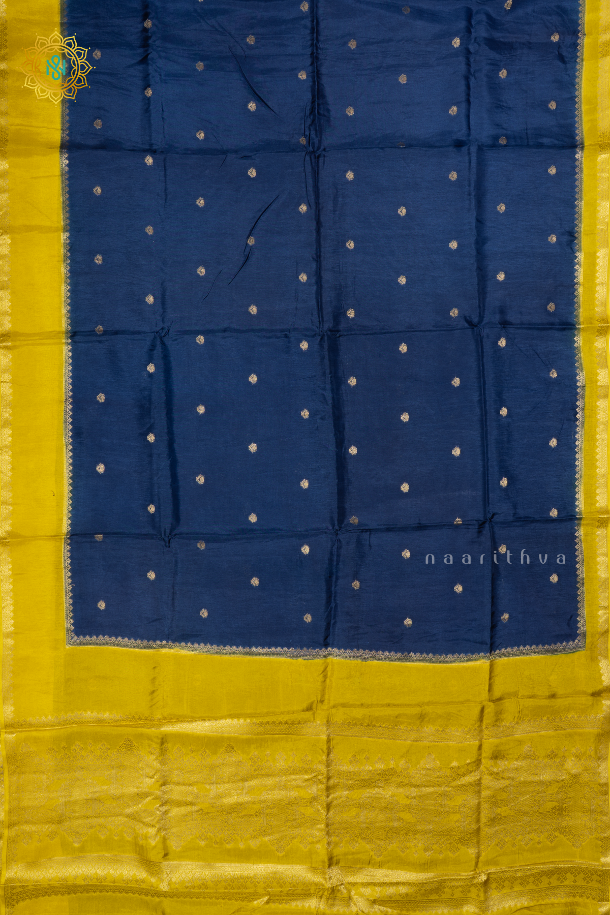 PEACOCK BLUE WITH YELLOW - DOLA SILK