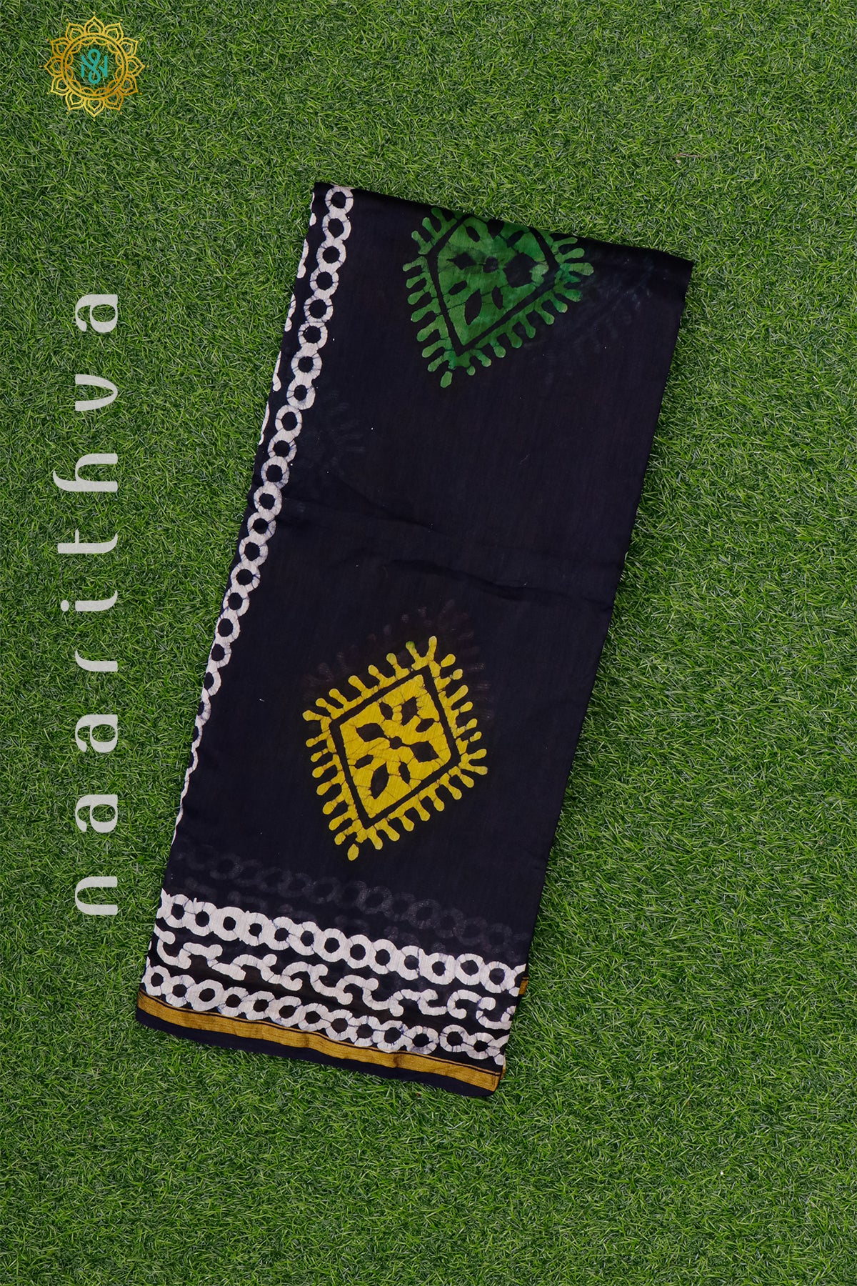 BLACK WITH WHITE - CHANDERI SILK COTTON