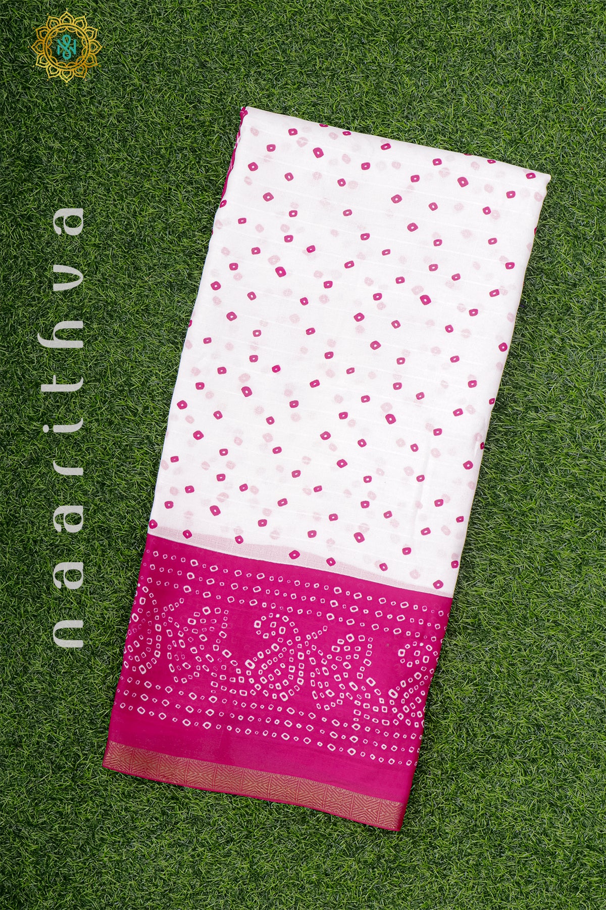 WHITE WITH PINK - SEMI GEORGETTE