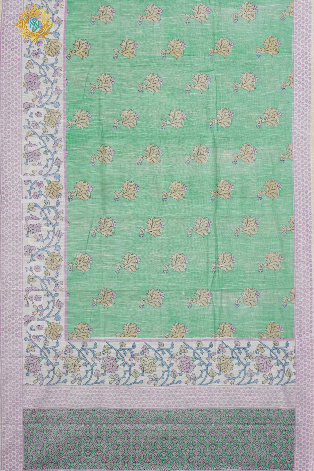 GREEN WITH WHITE - JUTE COTTON