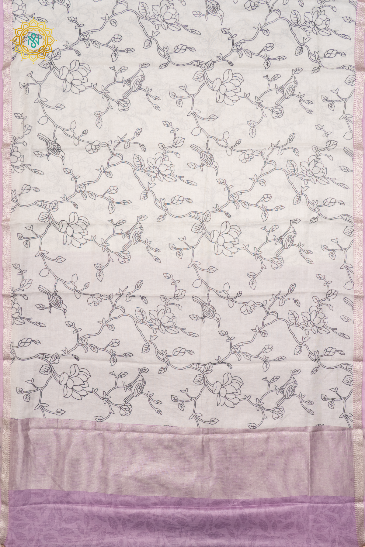 WHITE WITH LAVENDER - COTTON TISSUE