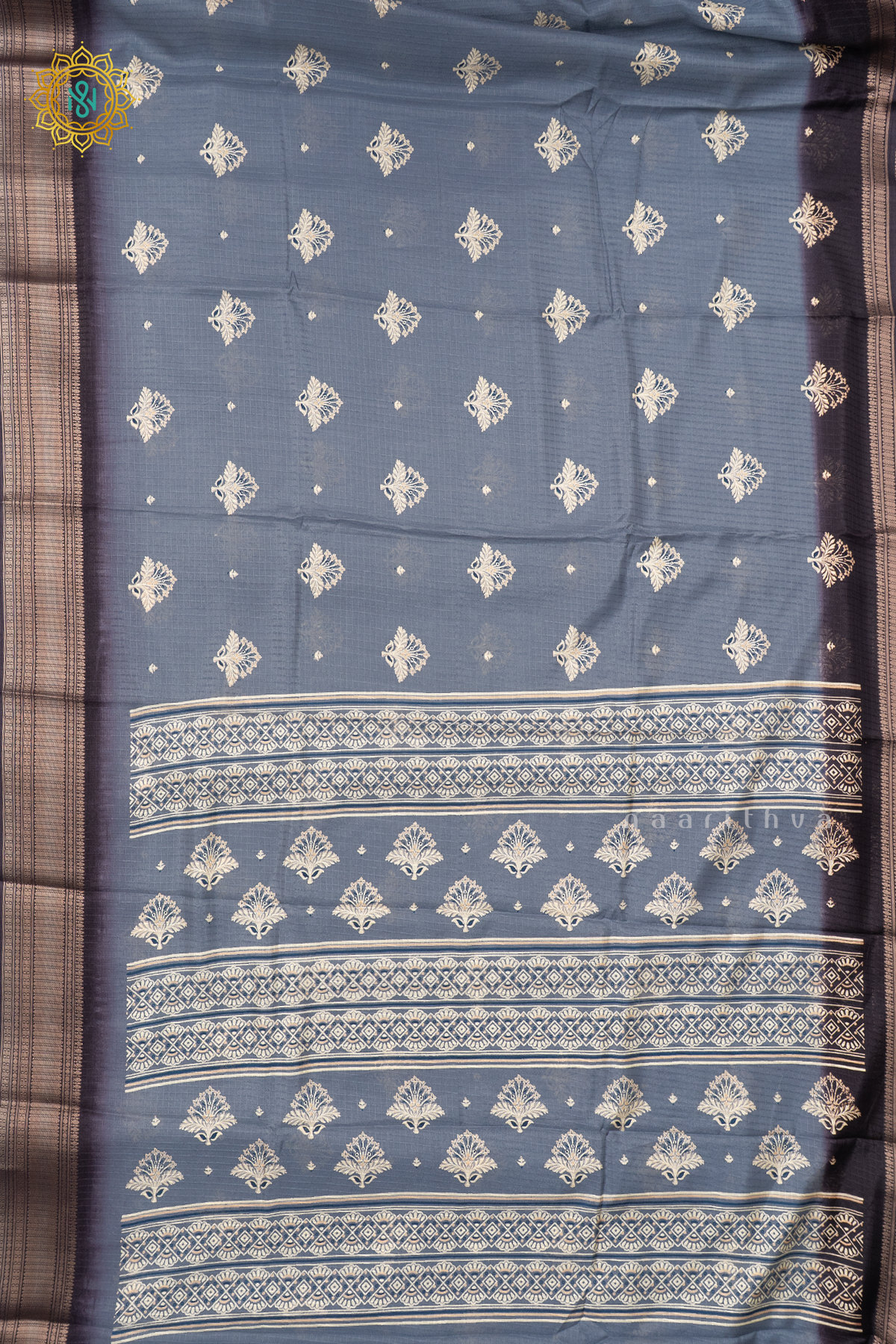 AQUA BLUE WITH BLACK - DOLA SILK