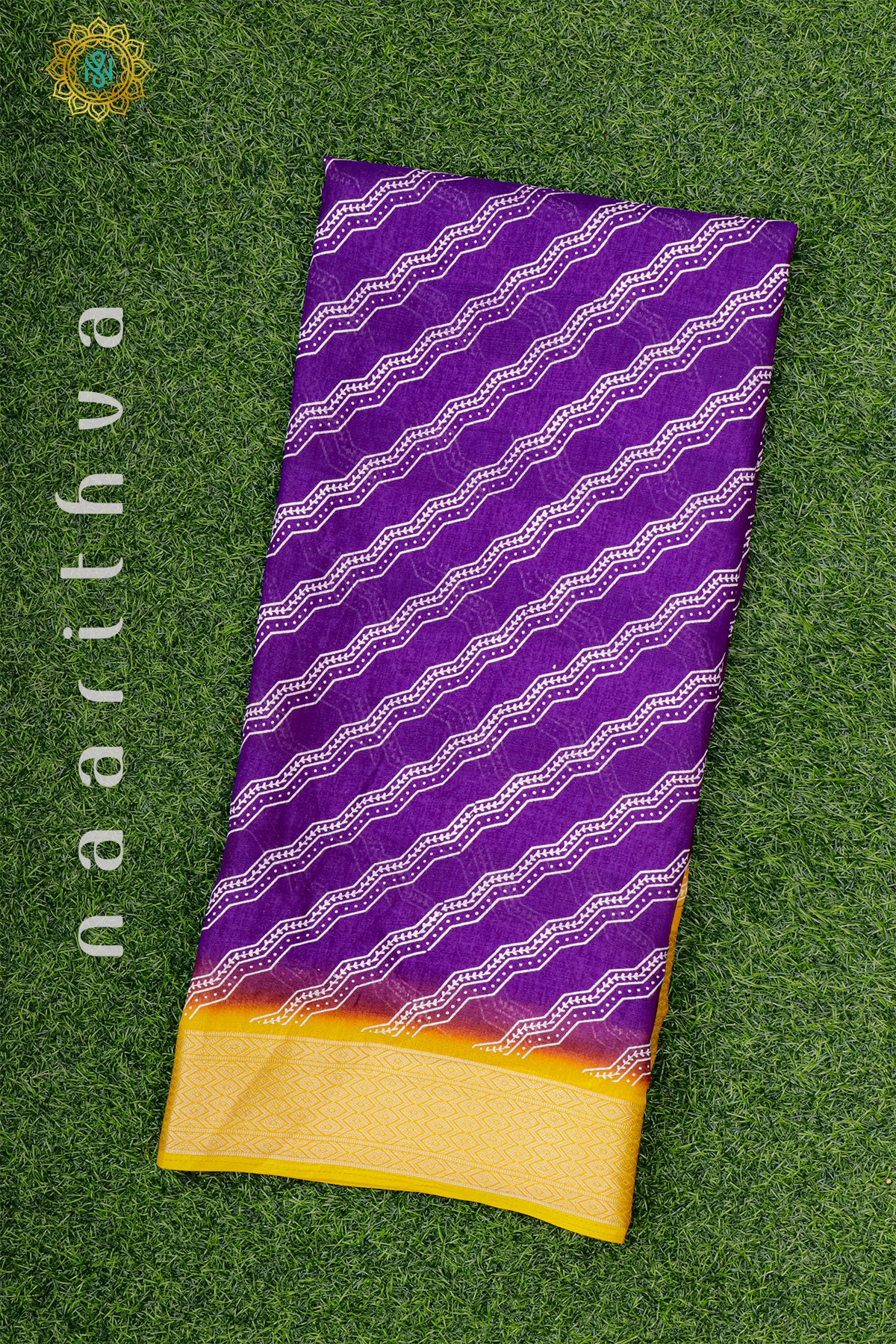 PURPLE WITH YELLOW - SEMI GEORGETTE