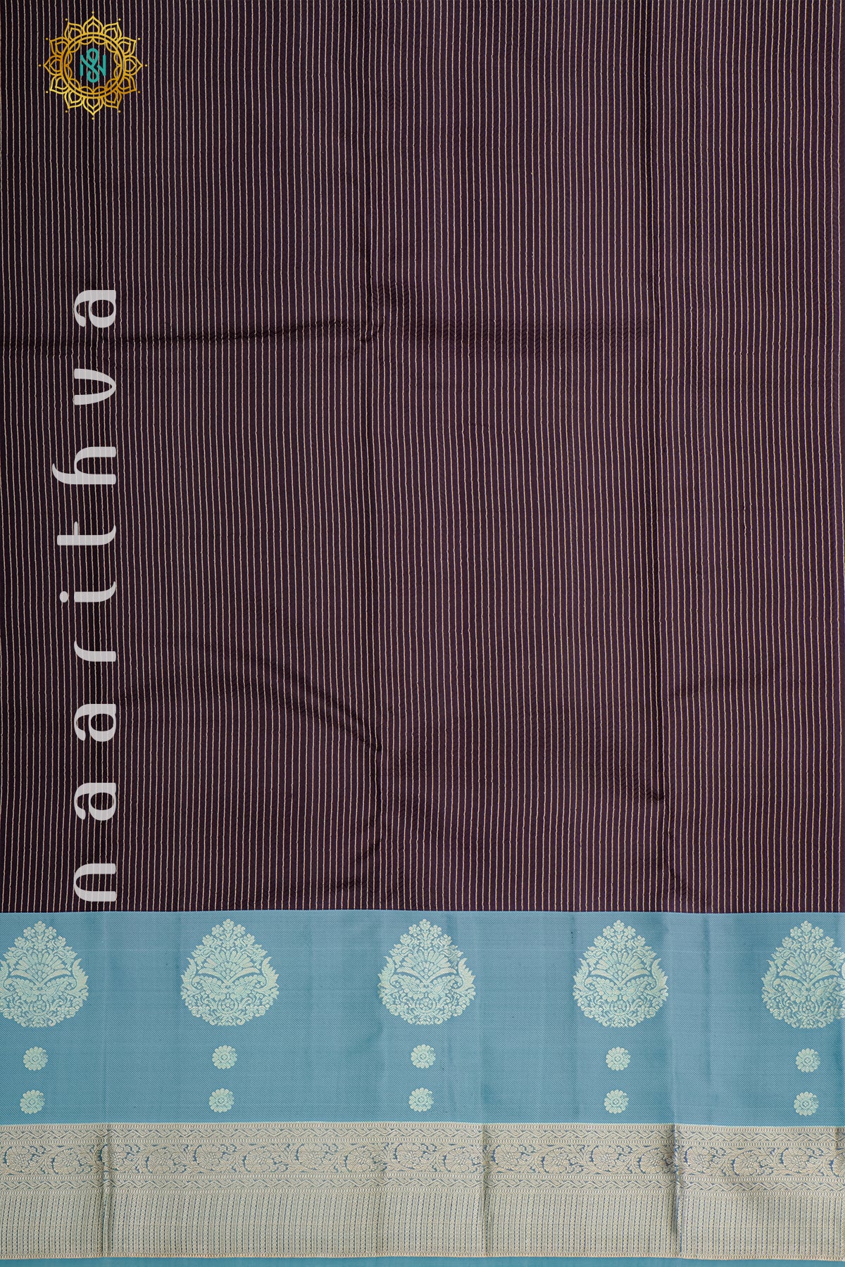 BLACK WITH LIGHT BLUE - PURE KANJIVARAM SILK