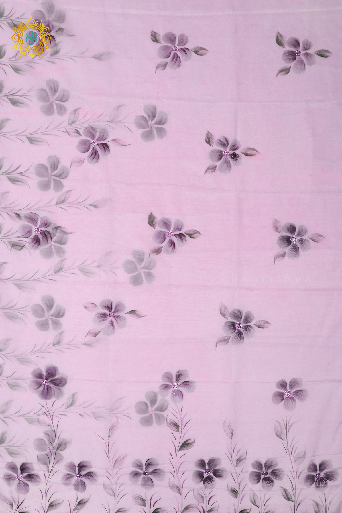 PINKISH LAVENDER - ORGANZA HAND PAINTED