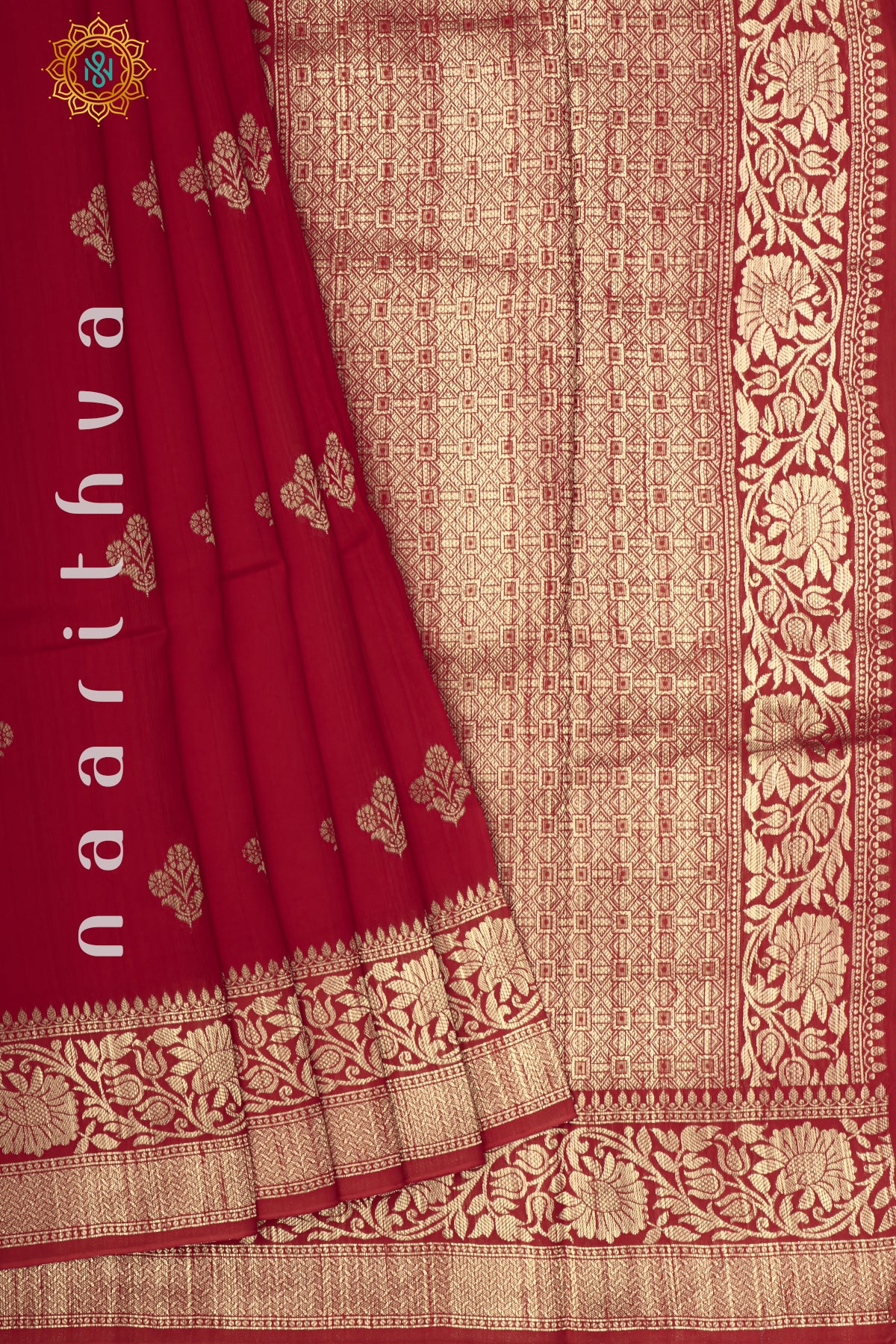 RED - SEMI RAW SILK