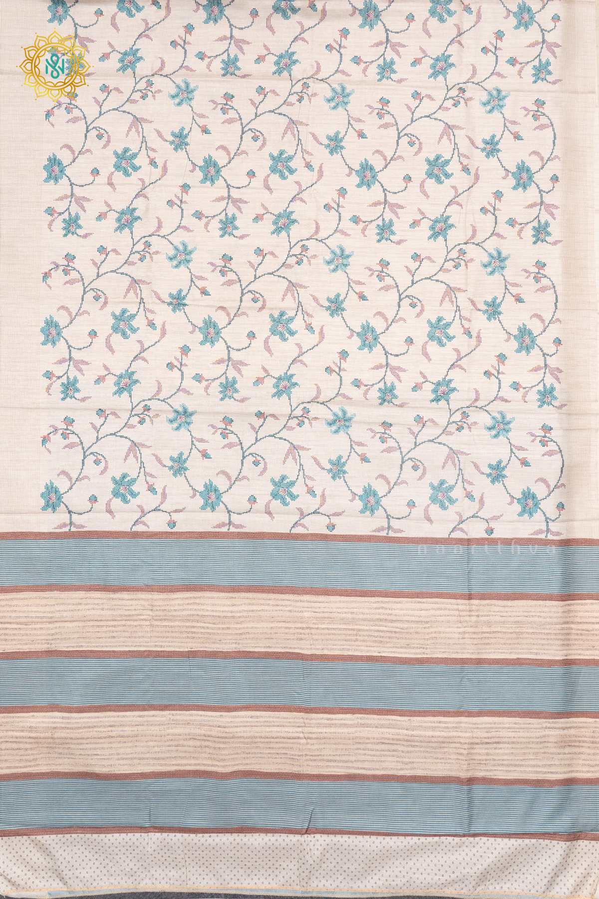 OFF WHITE WITH AQUA BLUE - KOTHA TUSSAR