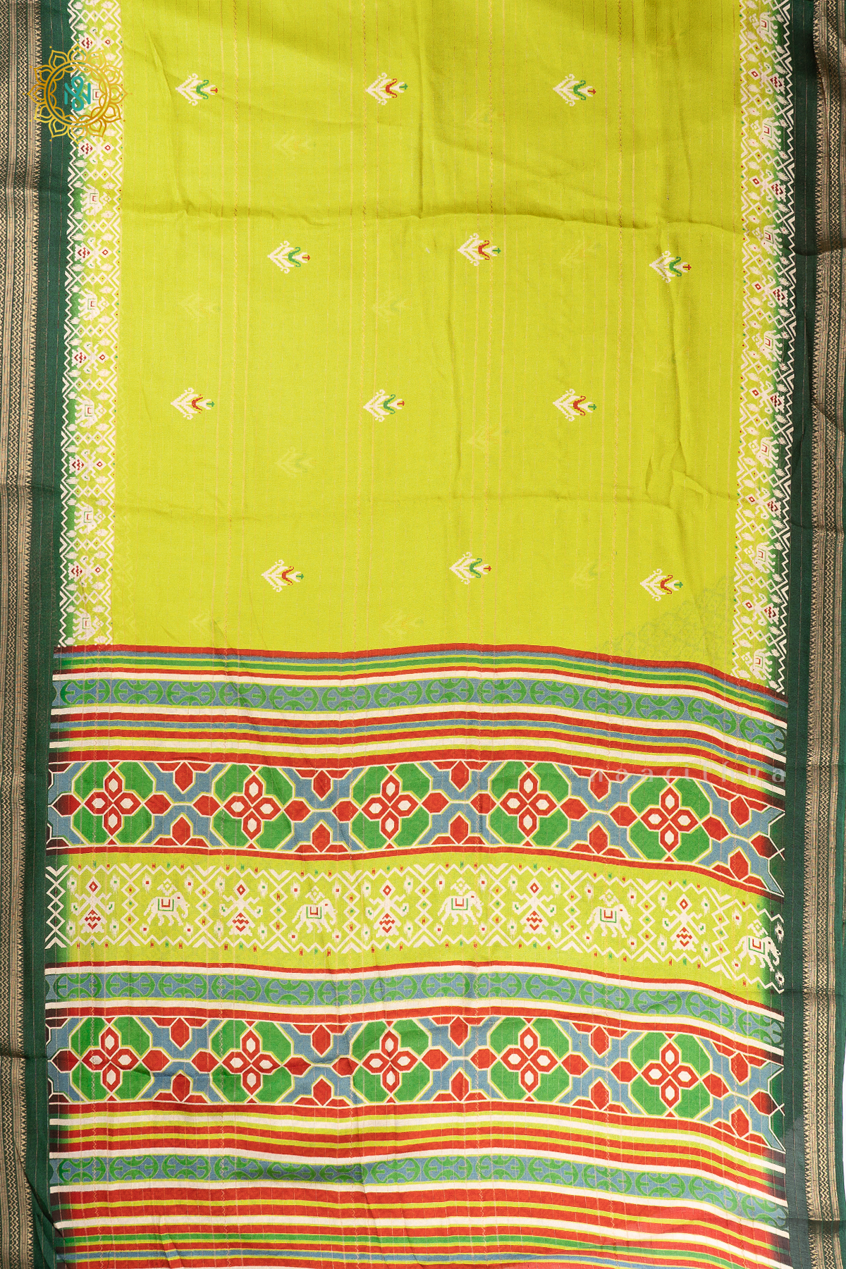 PARROT GREEN WITH BOTTLE GREEN - SEMI GEORGETTE