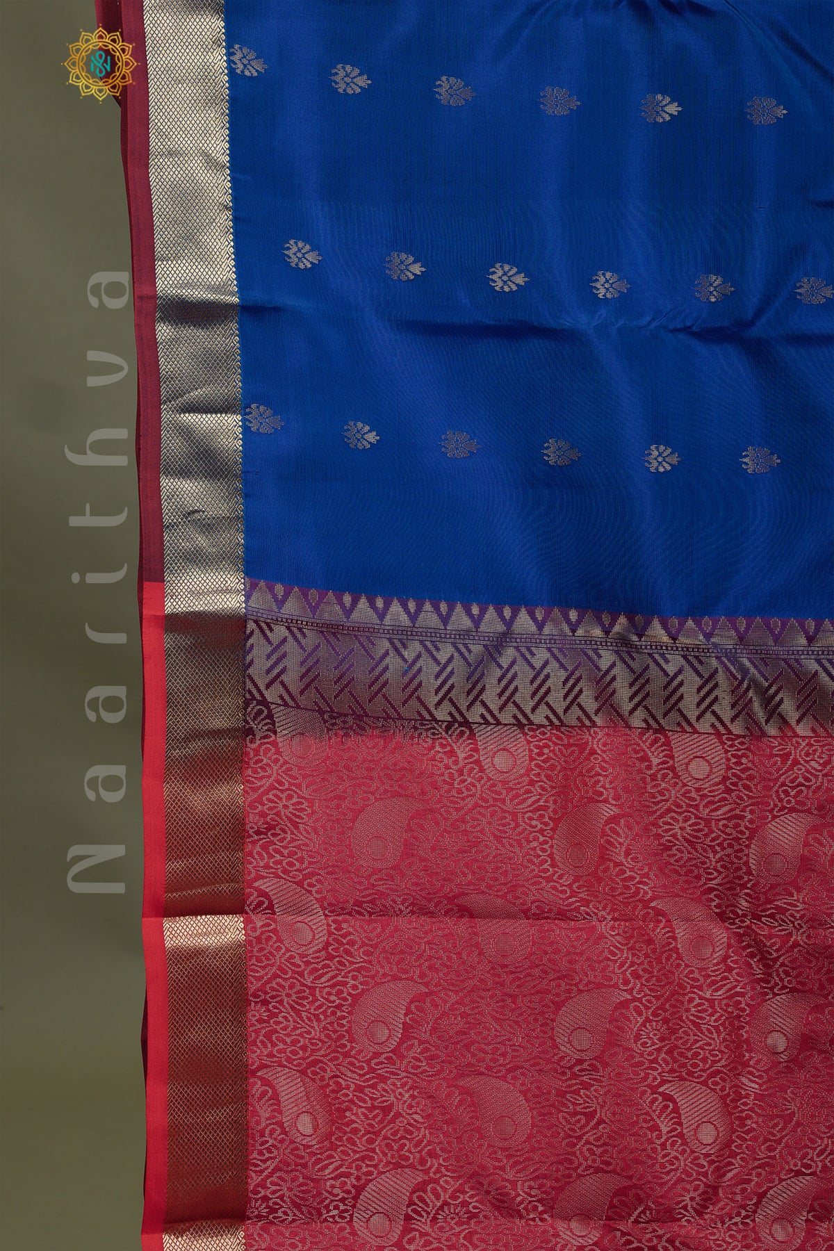 BLUE WITH PINK - KANJIVARAM PURE MIX