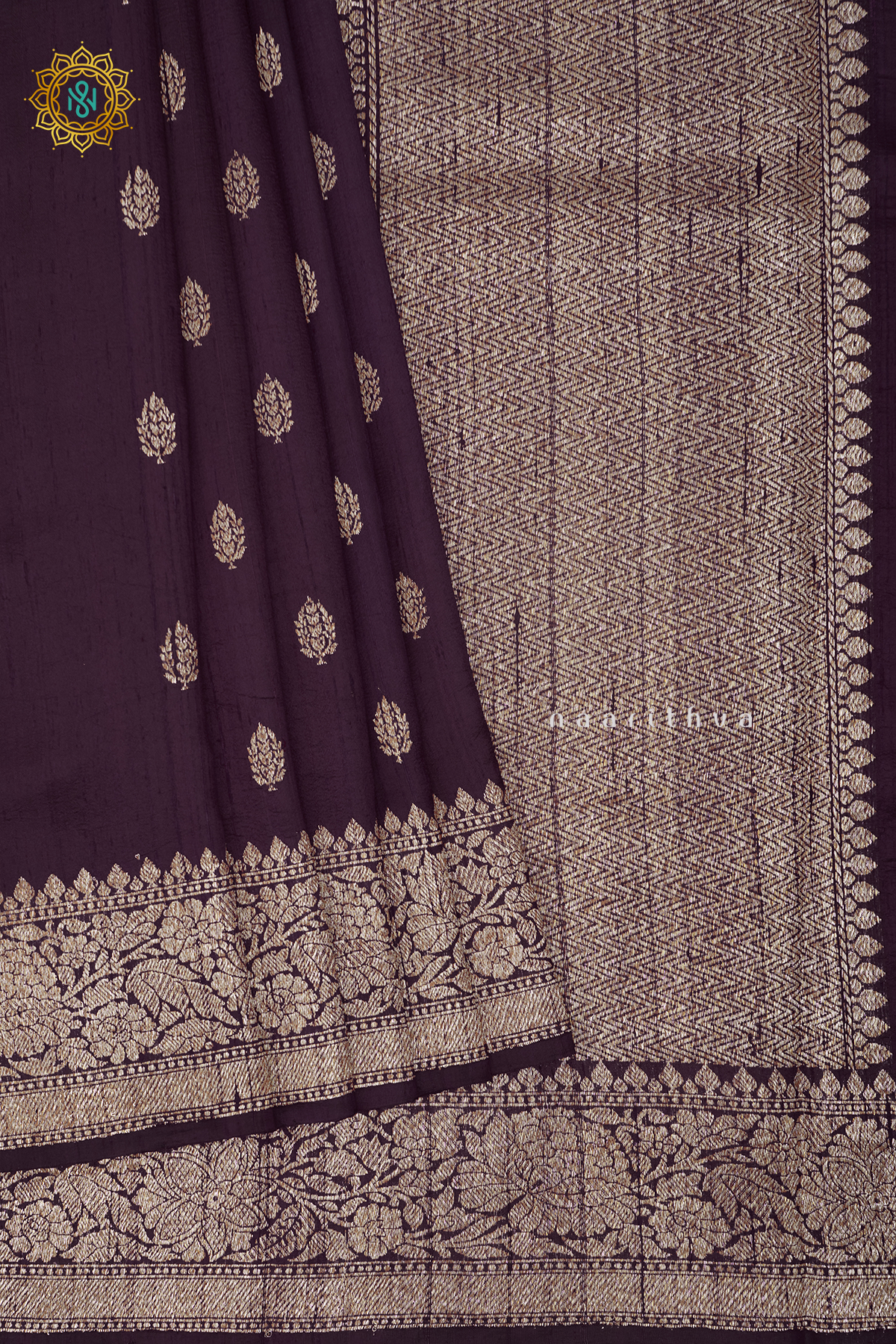 DEEP WINE WITH MAROON - PURE BANARASI RAW SILK