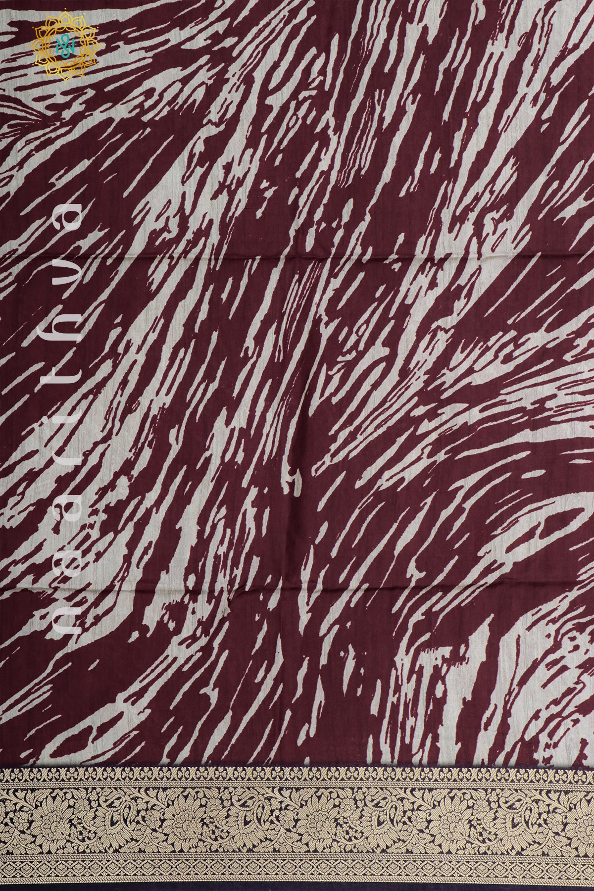 MAROON WITH BLACK - SEMI CREPE SILK