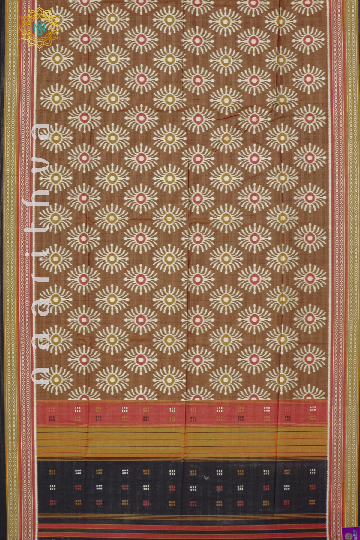 BROWN WITH BLACK - SEMI TUSSAR SILK