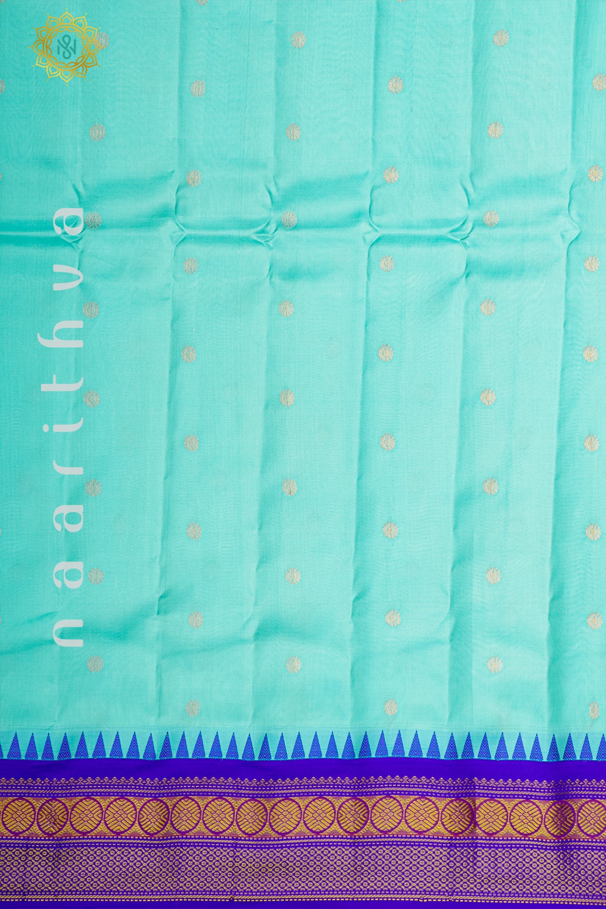 AQUA BLUE WITH BLUE - PURE GADWAL SILK