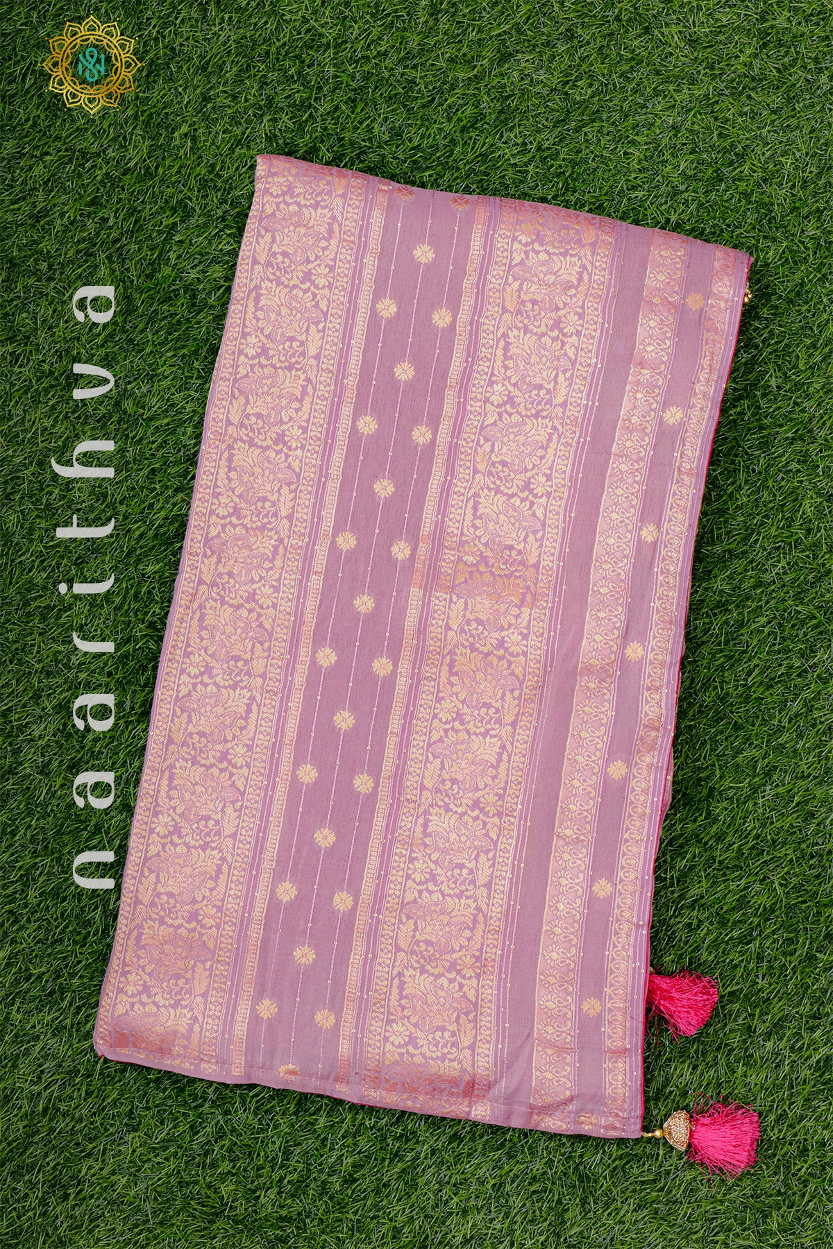 LIGHT PINK WITH RANI PINK - DOLA SILK