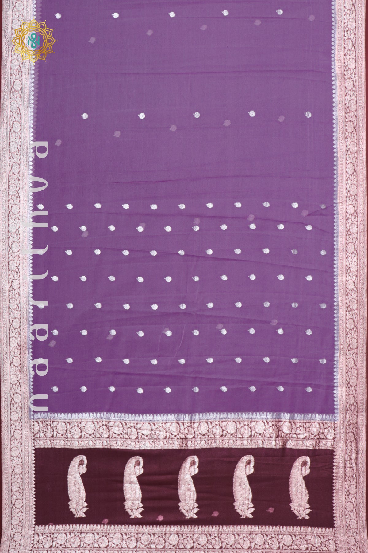 LAVENDER WITH BROWN - PURE BANARASI CHIFFON