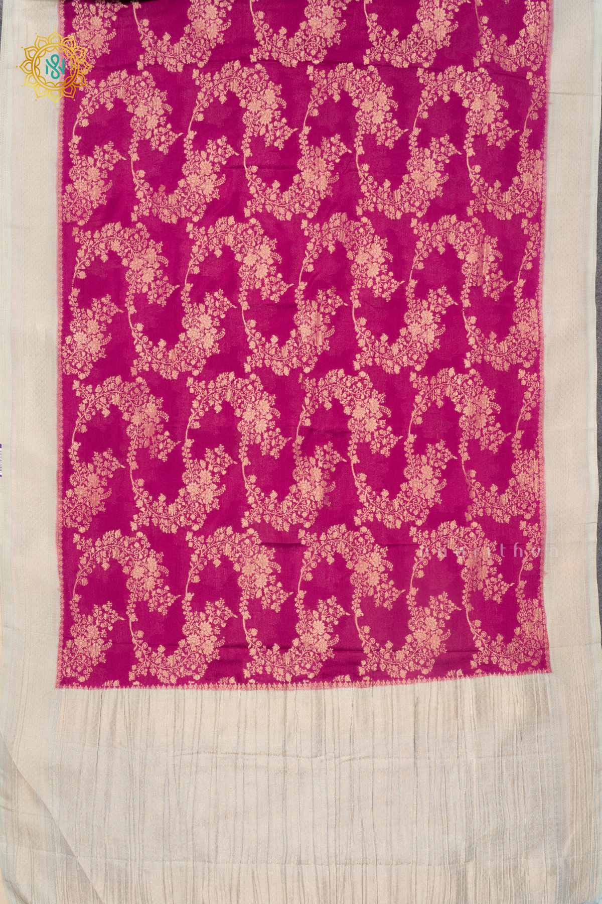 MAGENTA WITH AQUA BLUE - SEMI CREPE GEORGETTE