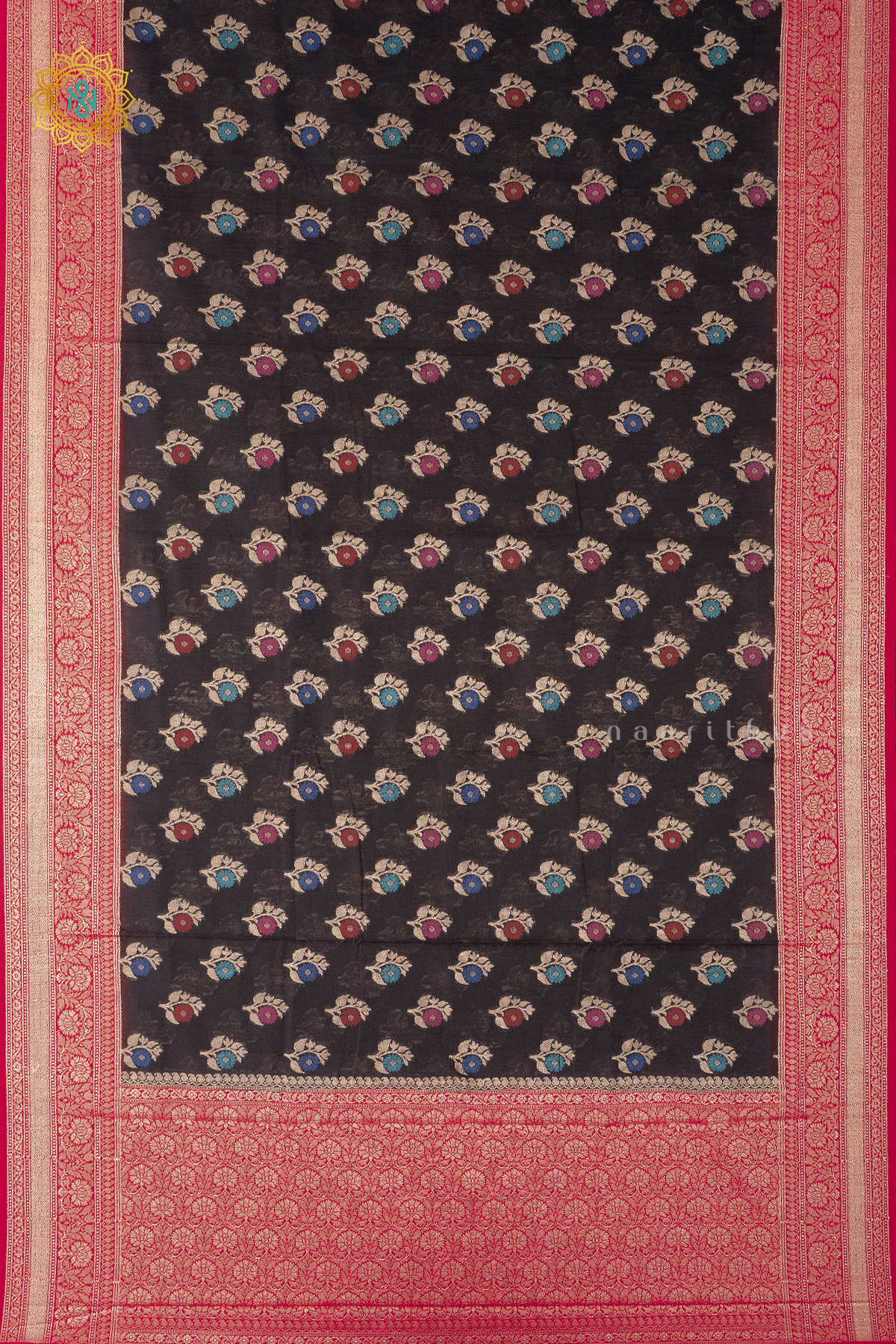 BLACK WITH RED - JUTE COTTON