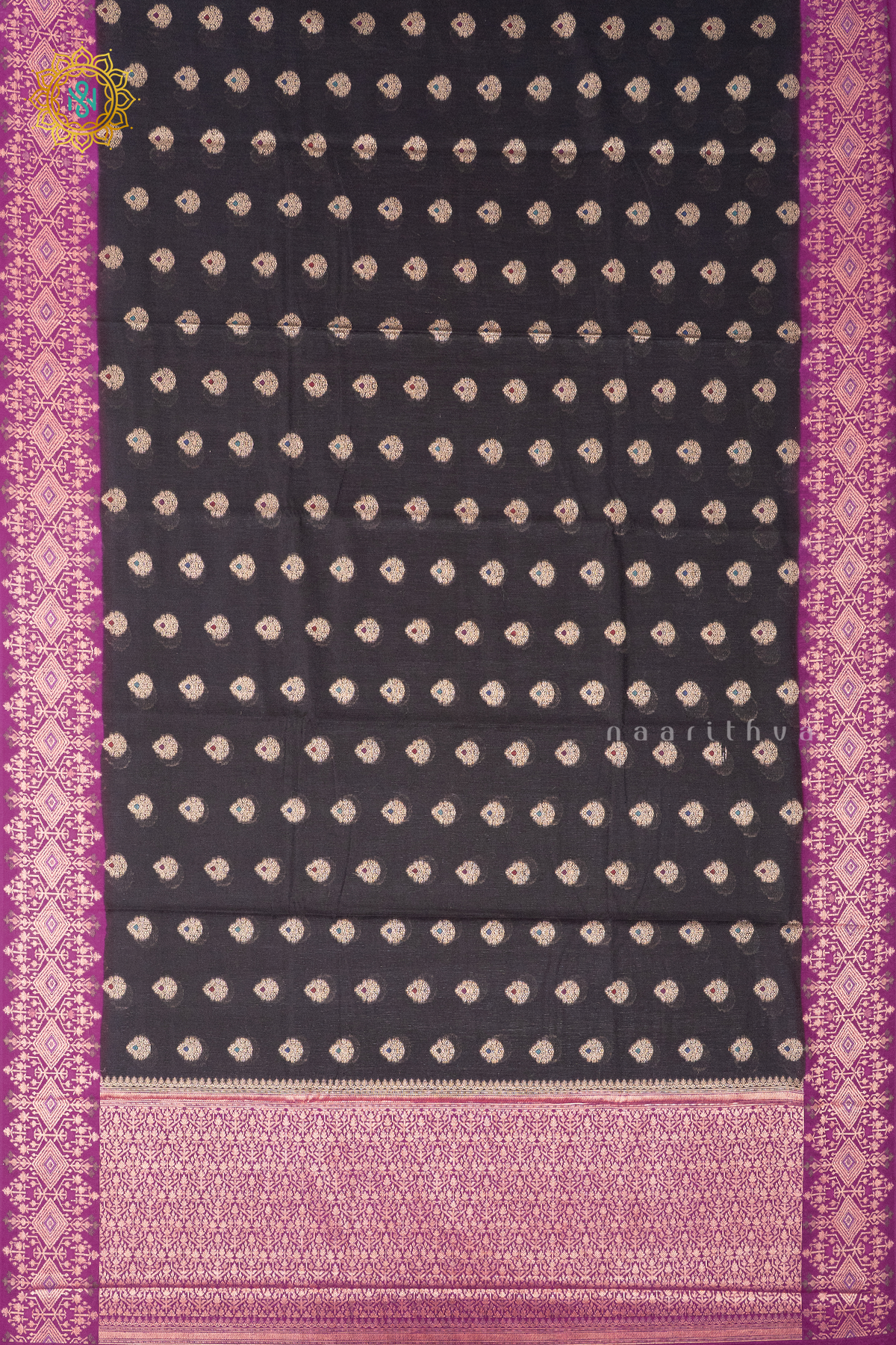 BLACK WITH MAGENTA - JUTE COTTON