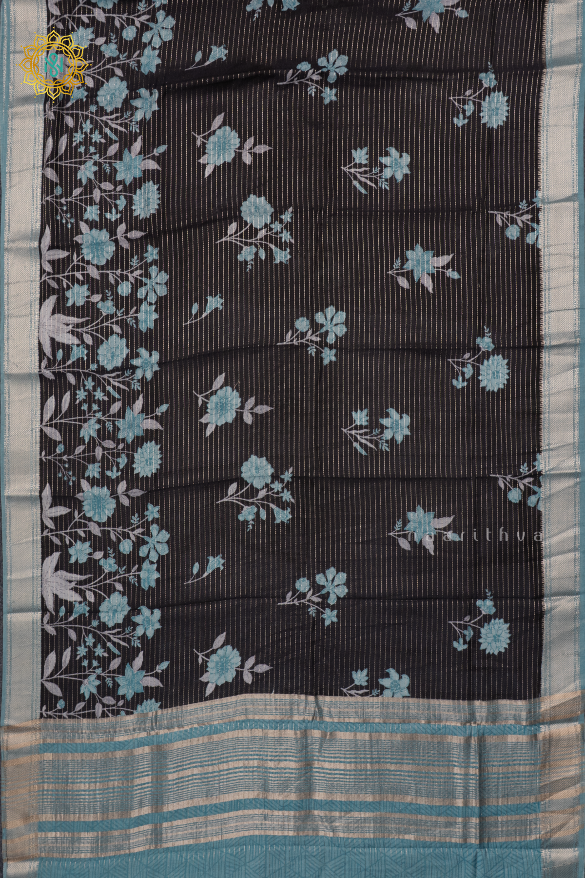 BLACK WITH AQUA BLUE - BUTTER CREPE