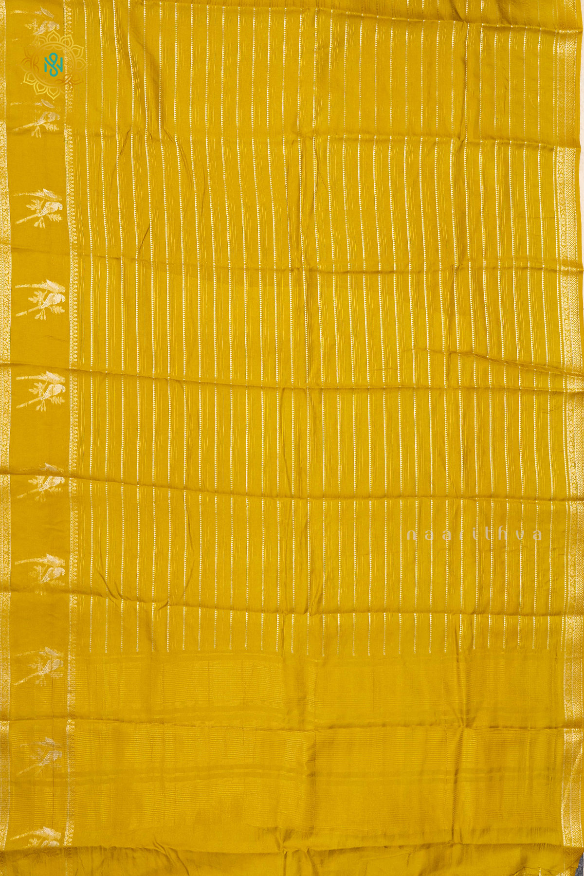 MUSTARD WITH BOTTLE GREEN - SEMI CREPE SILK