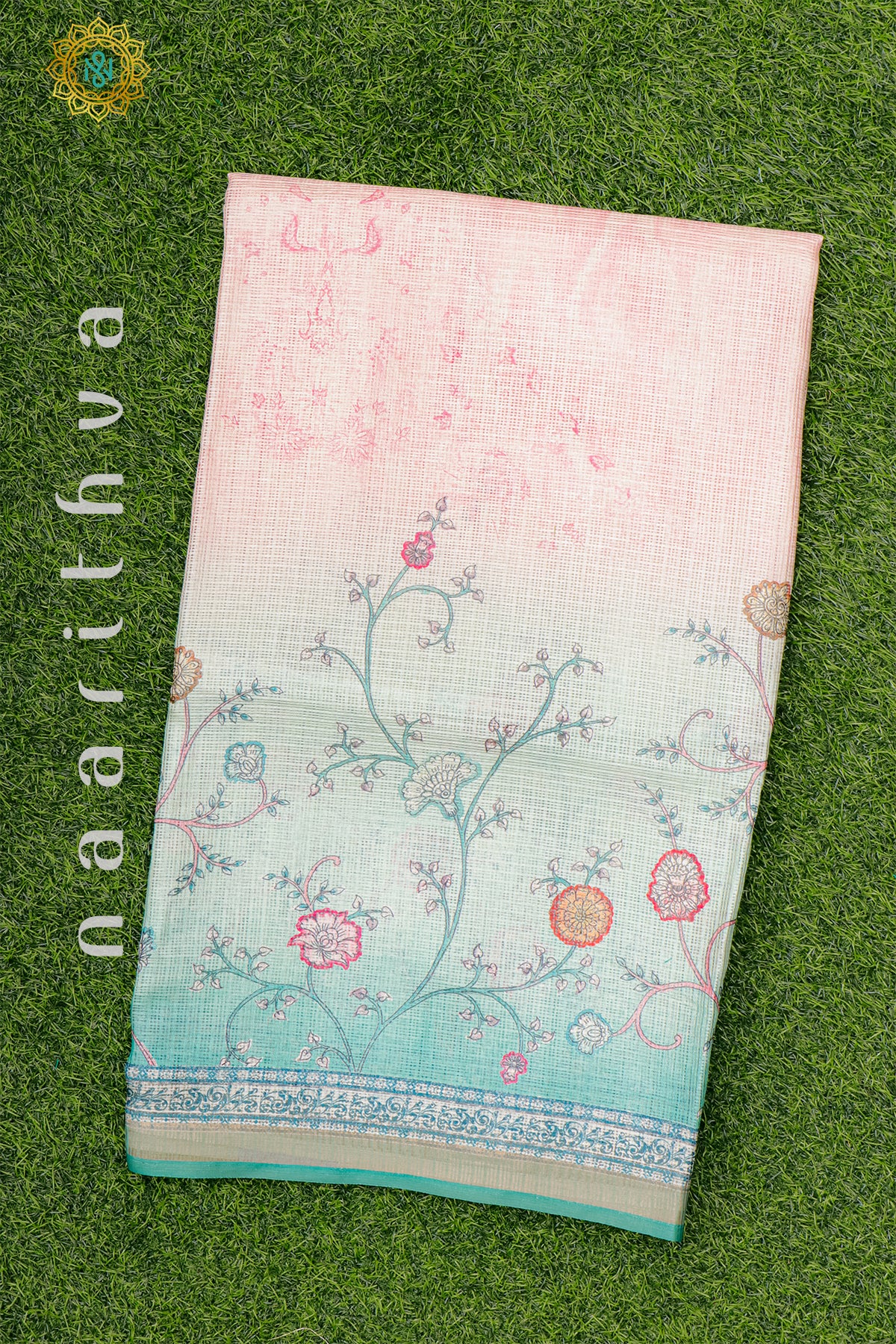 PINK WITH AQUA GREEN - KOTA COTTON