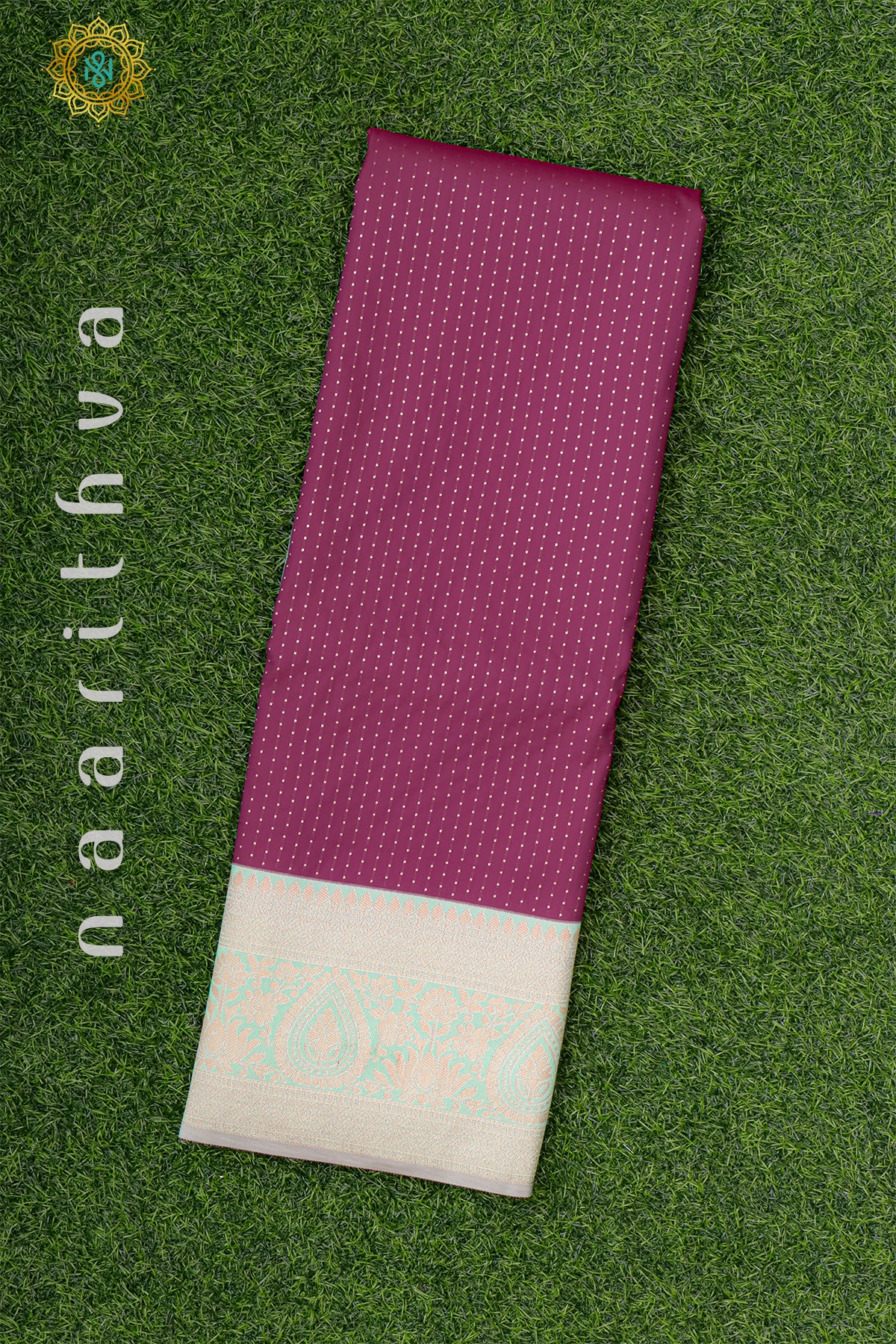 PINK WITH SAGE GREEN - SEMI SILK