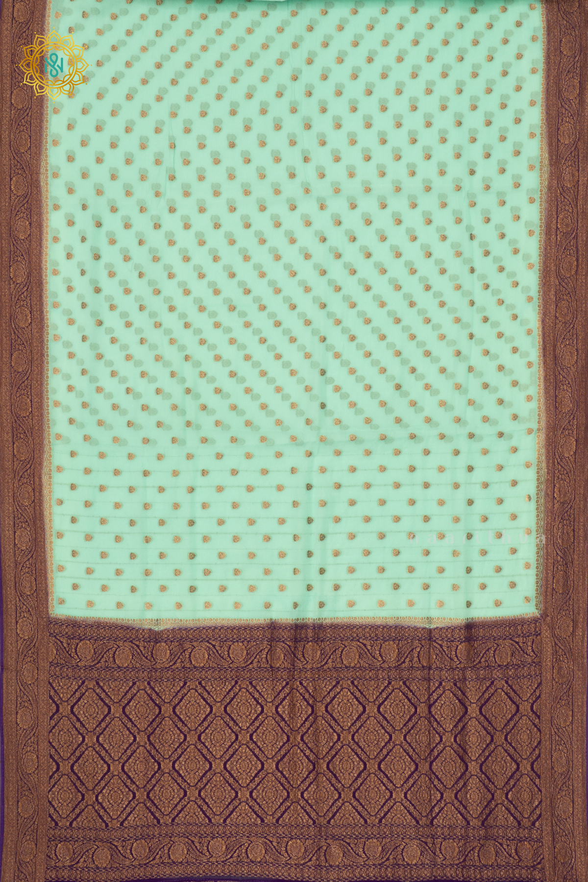 AQUA GREEN WITH PURPLE - SEMI GEORGETTE