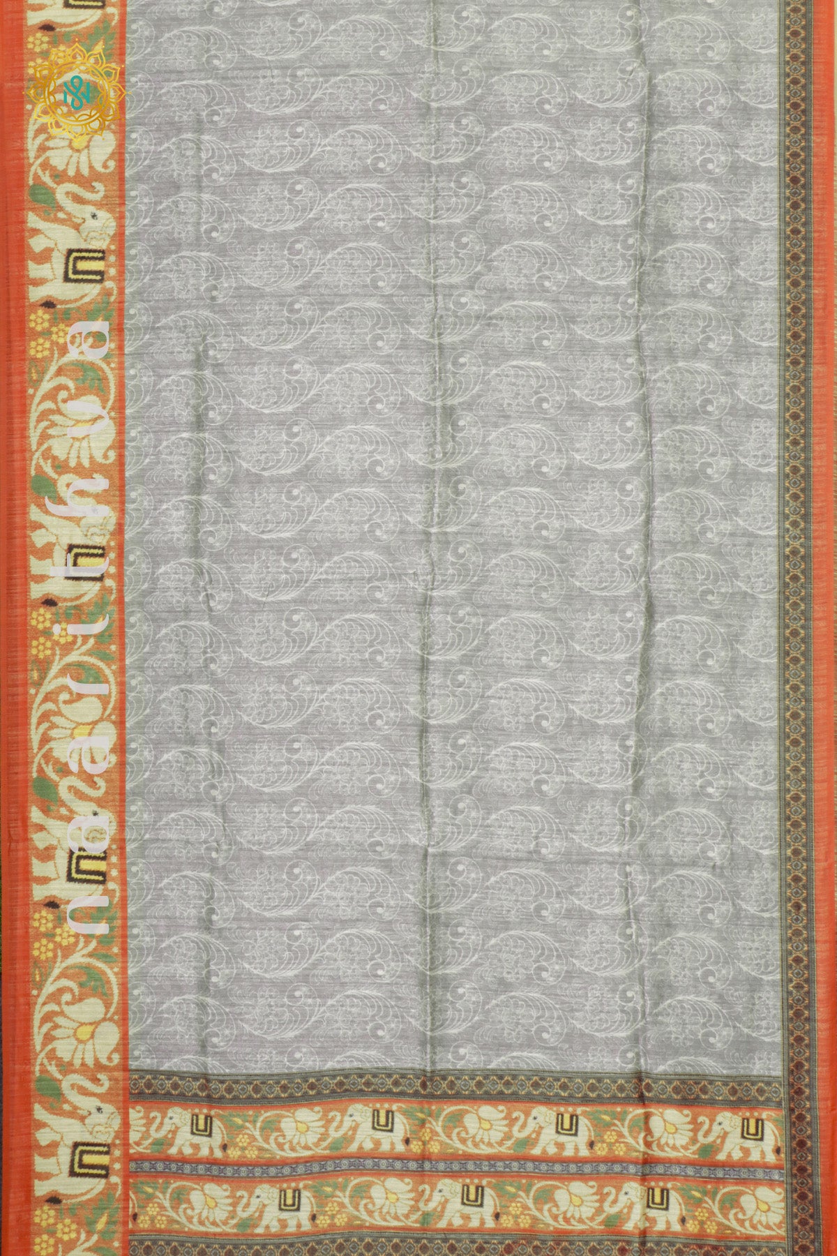 GREY WITH ORANGE - JUTE COTTON