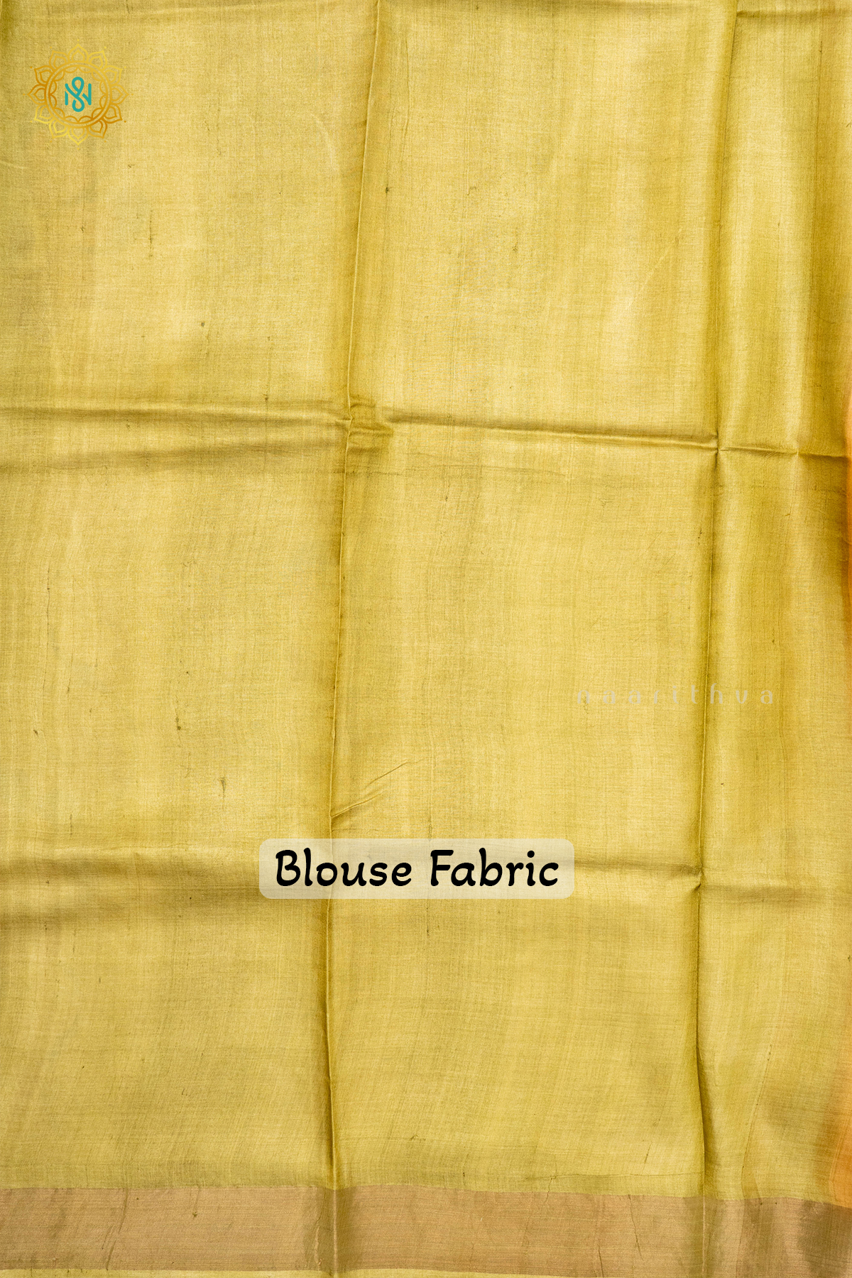 MUSTARD WITH LIGHT GREEN - PURE TUSSAR SILK WITH HAND PAINTED
